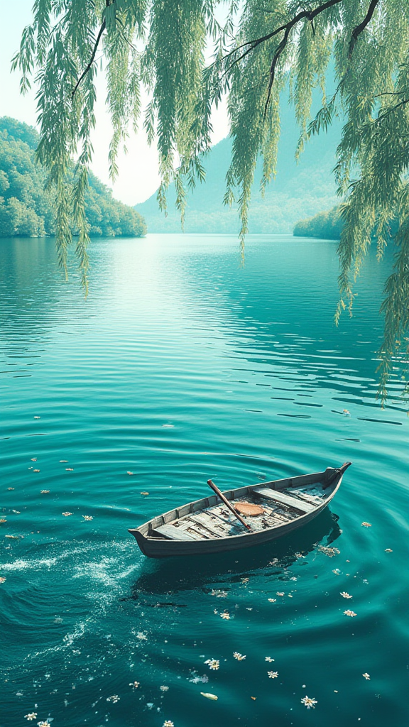 湖面小船