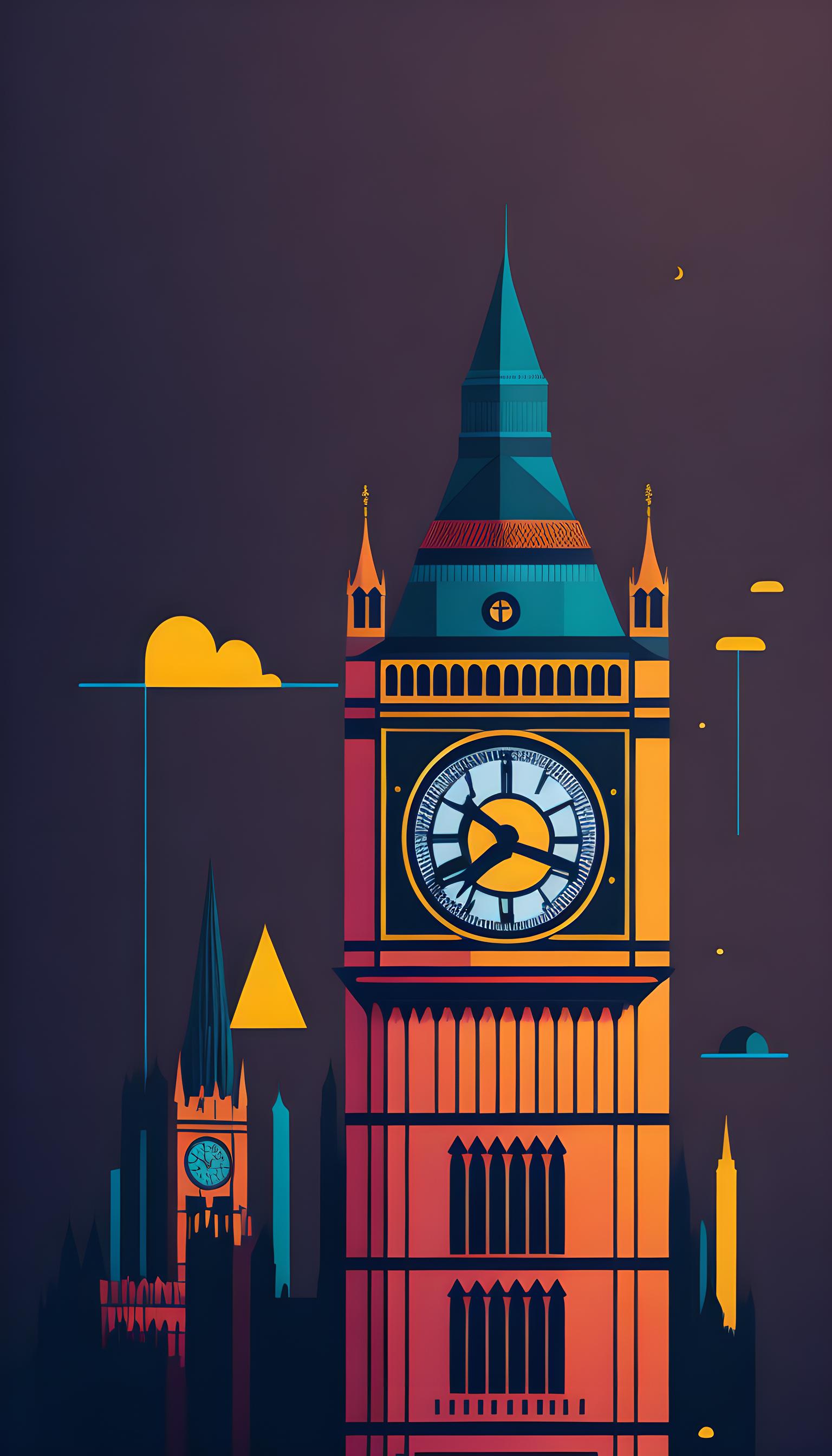 城市小插画-伦敦 大本钟