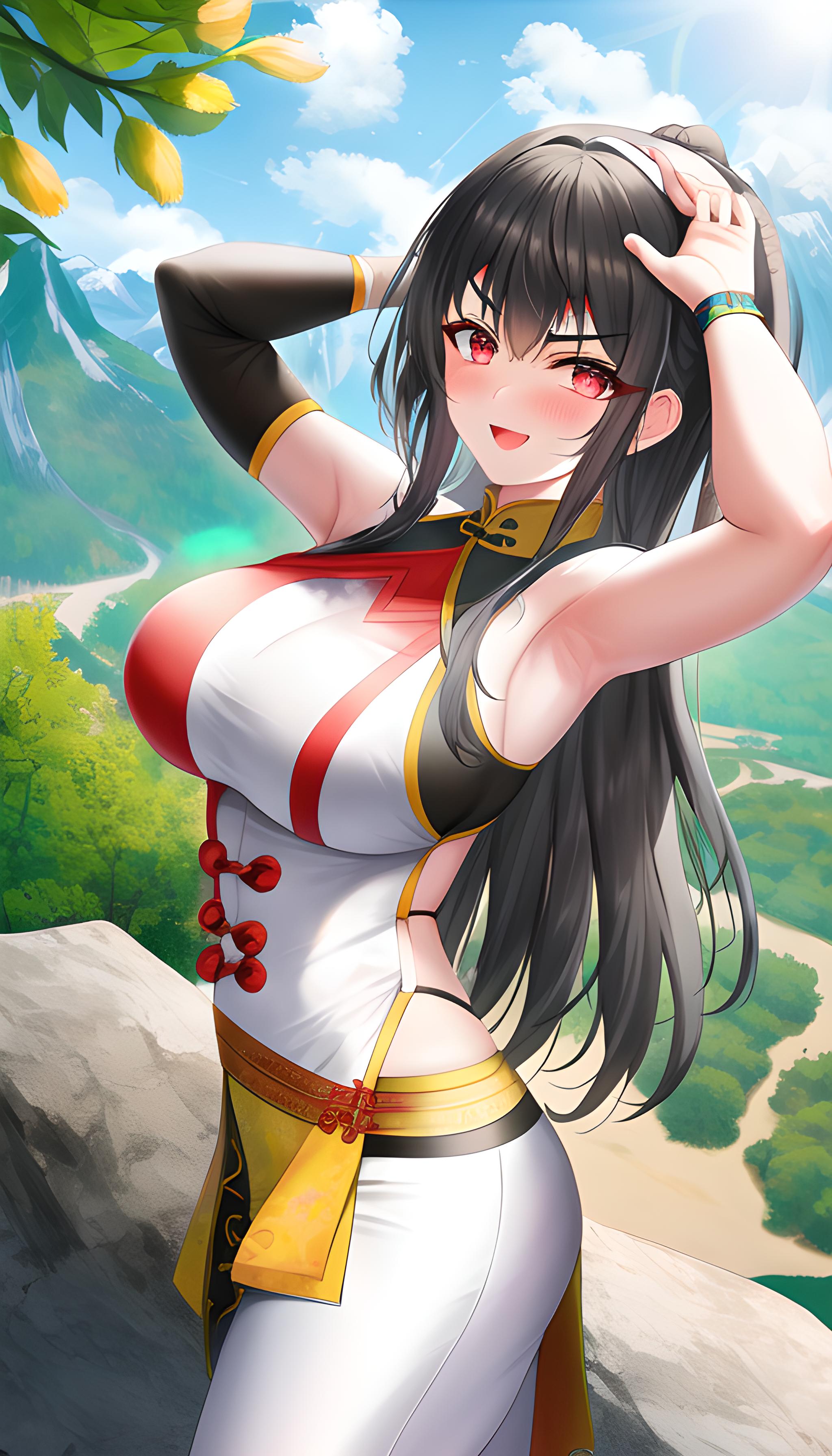 美女爬山