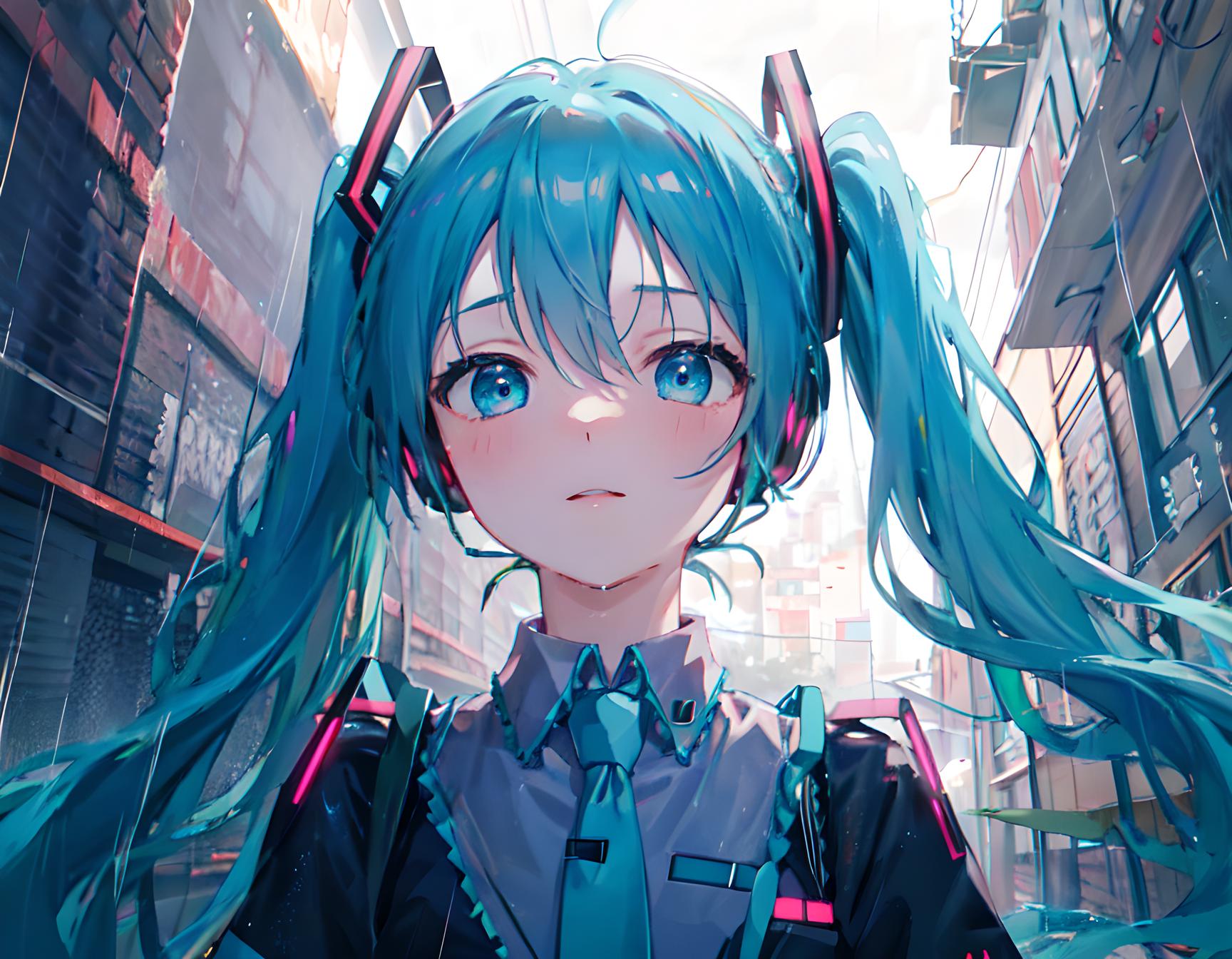 雨中的miku