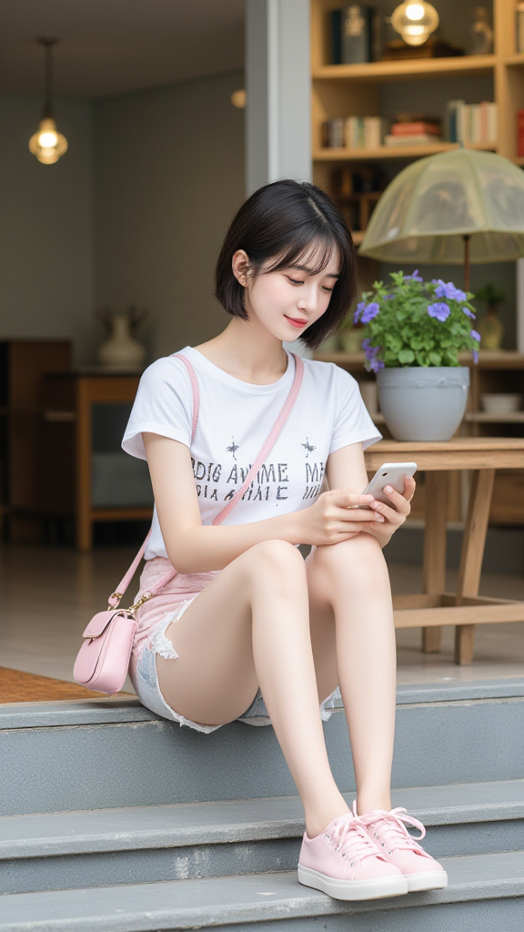 台阶上的女孩