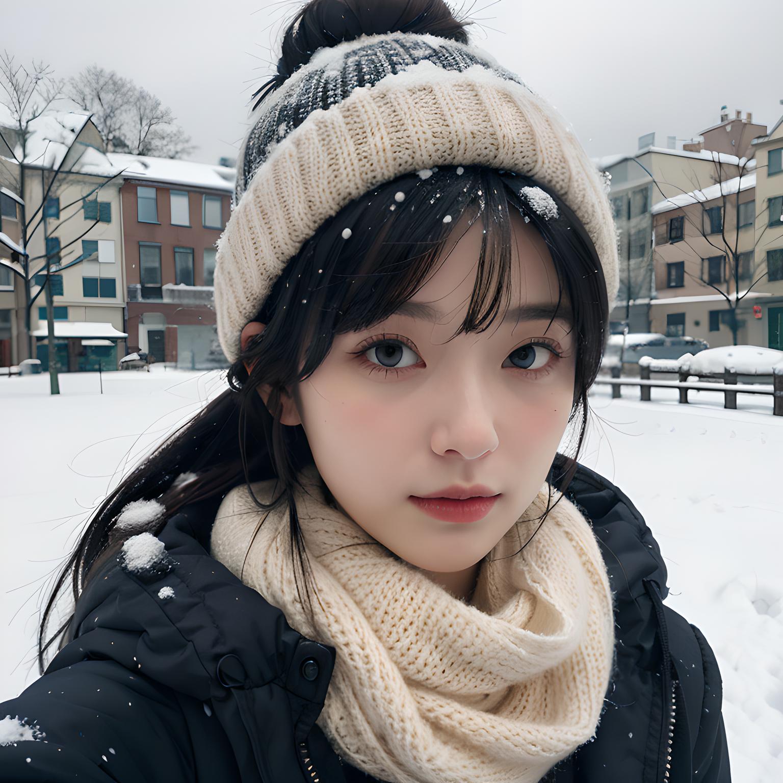 雪中少女