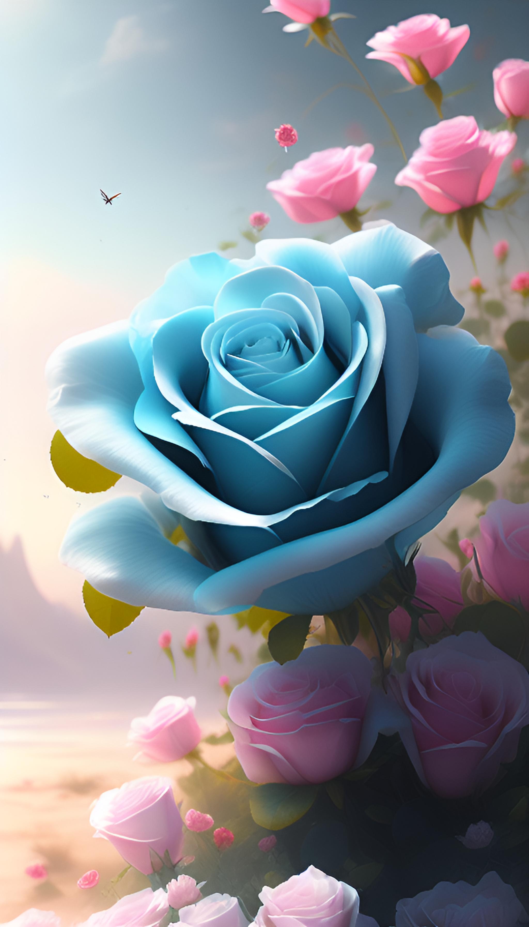 淡蓝色玫瑰花
