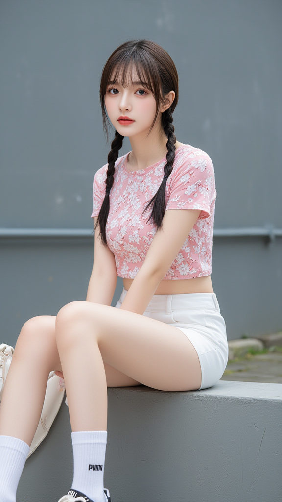 双麻花辫子女孩