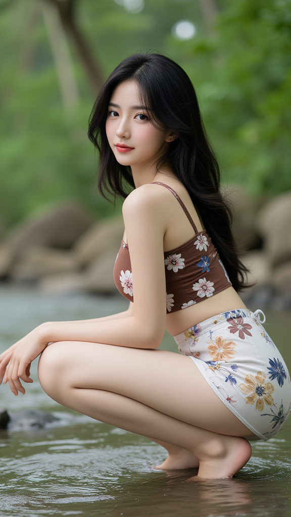 溪水中的女孩