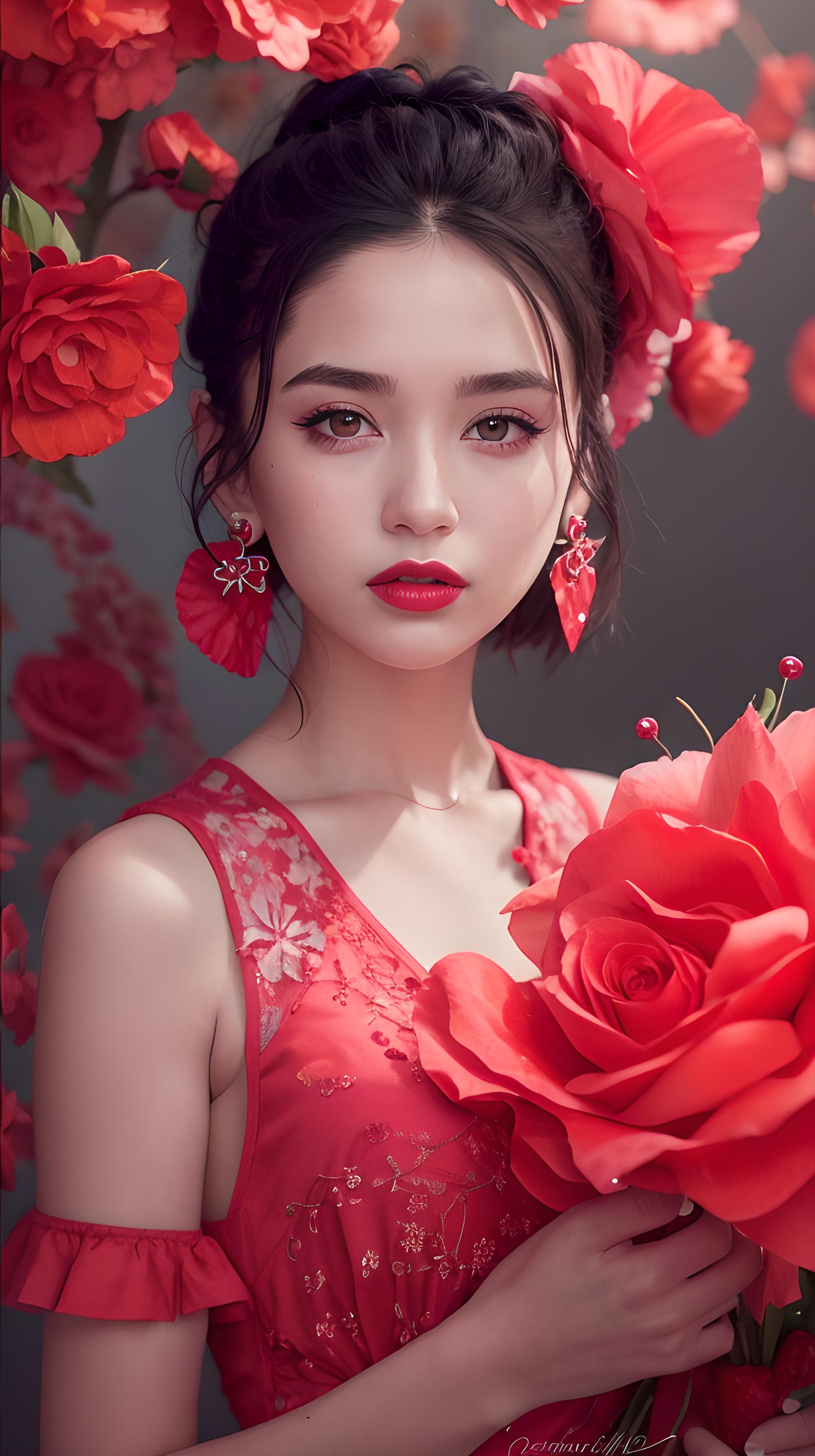 鲜花美女