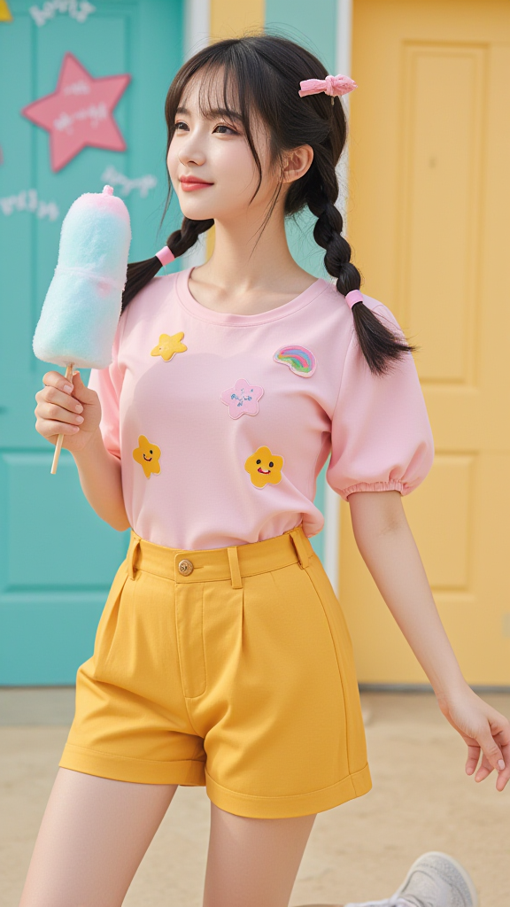 黄色短裤女孩