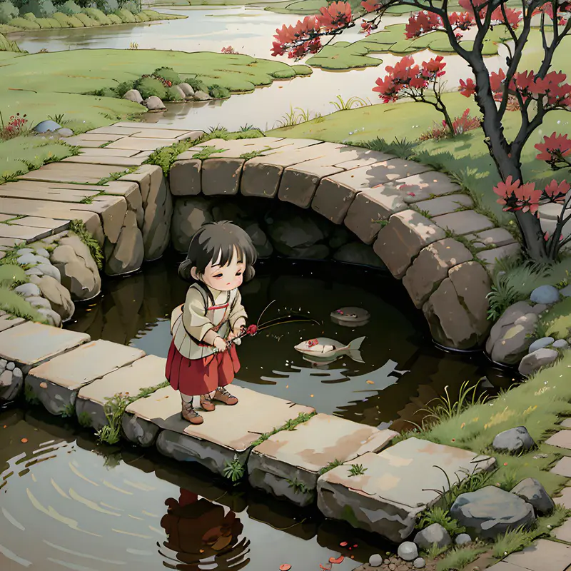 童年，池塘，小女孩