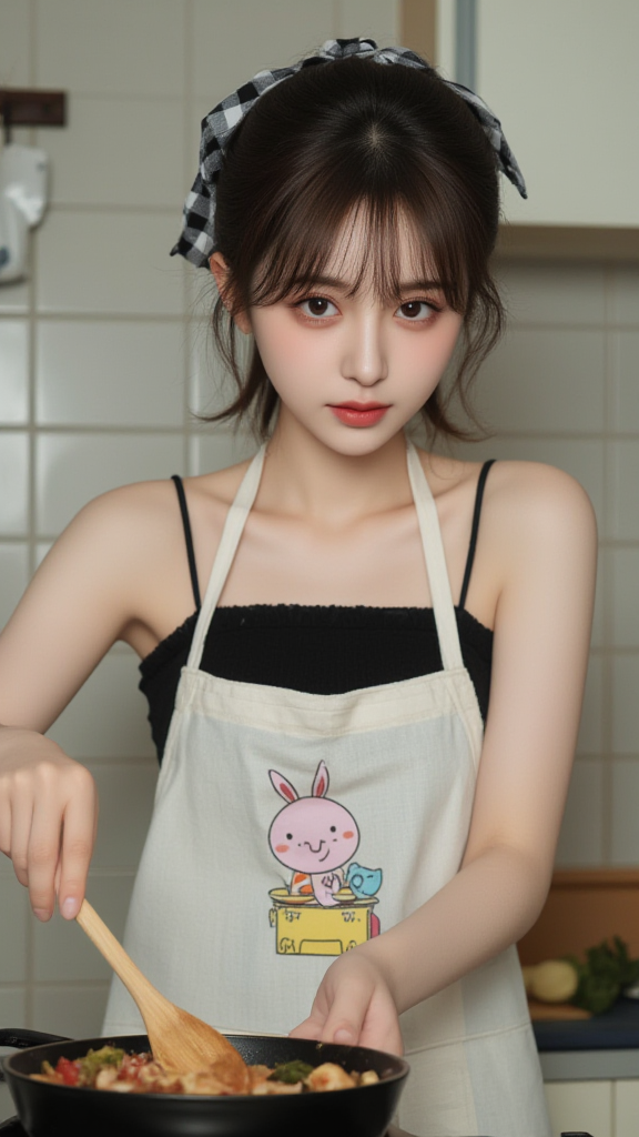 炒菜的女孩