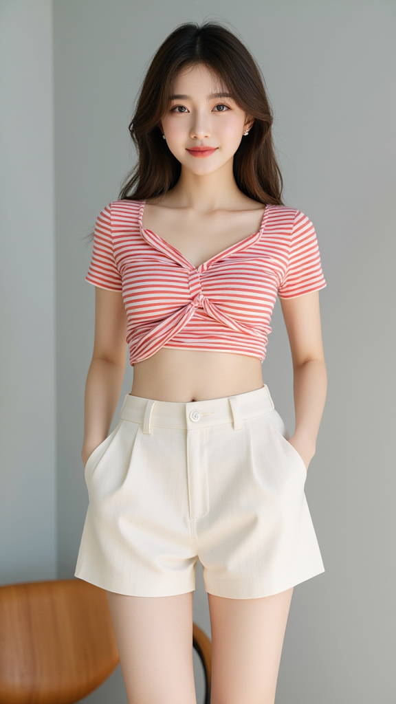 白色短裤女孩