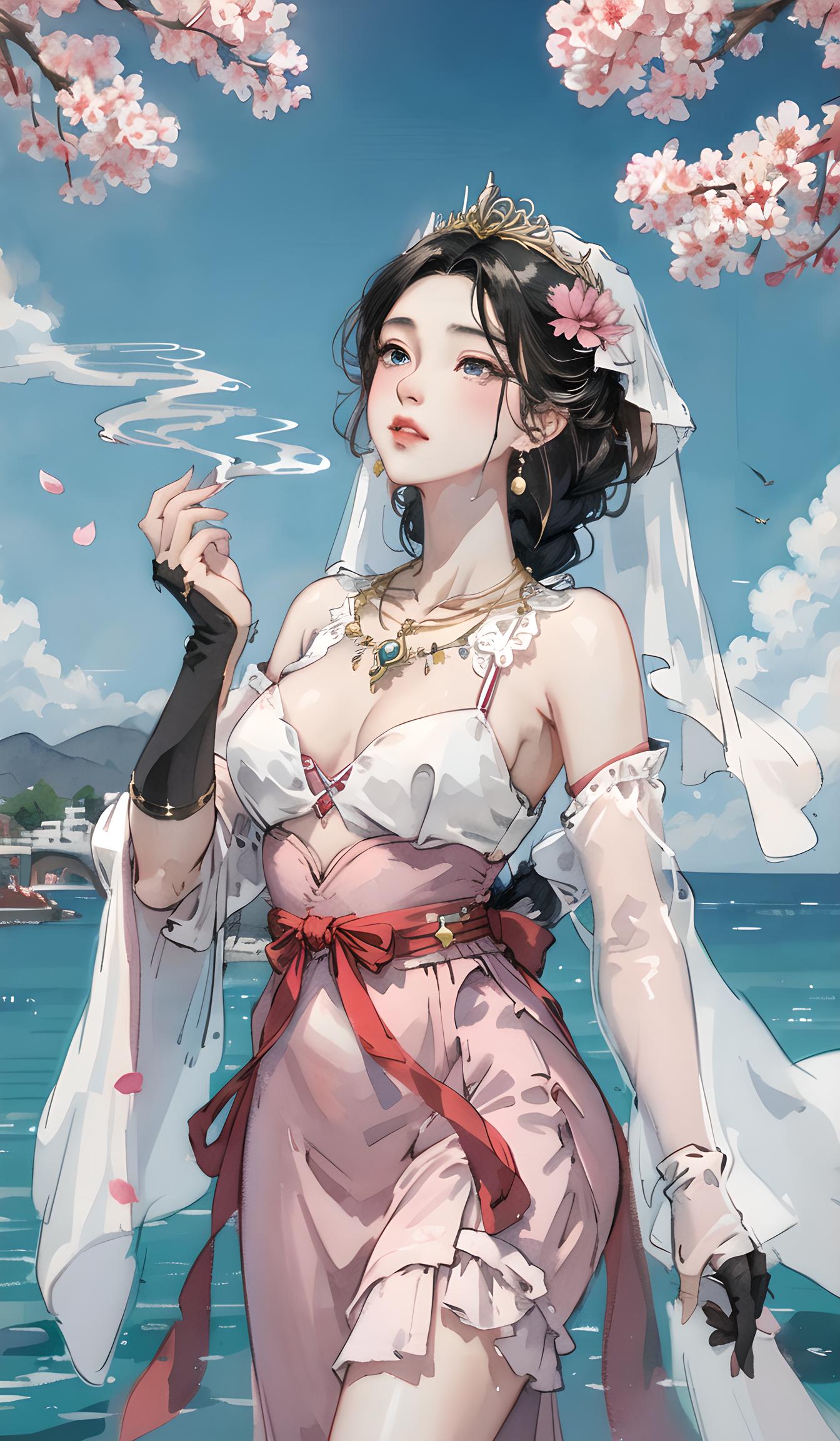 水墨国风美女神