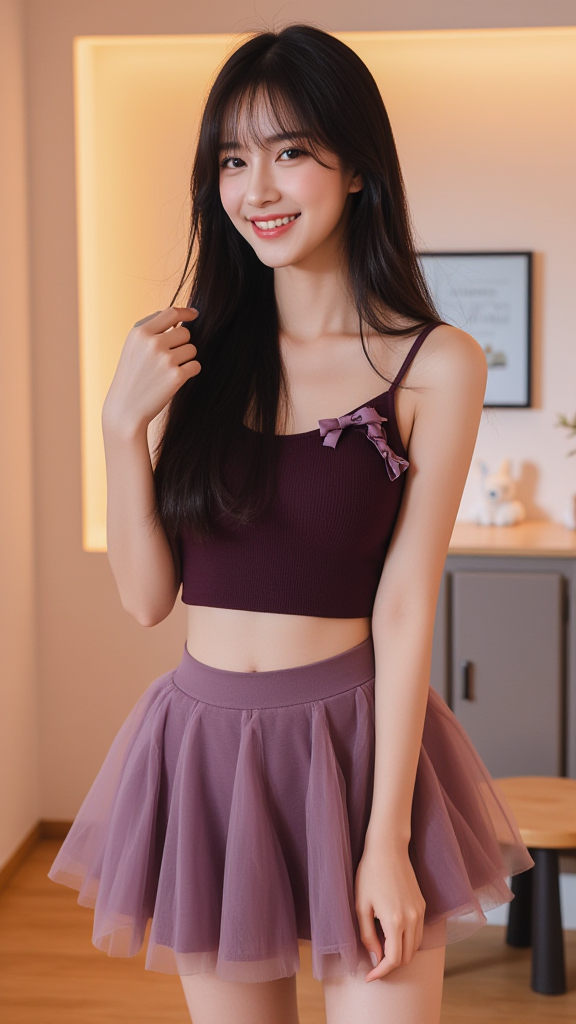 紫色短裙女孩
