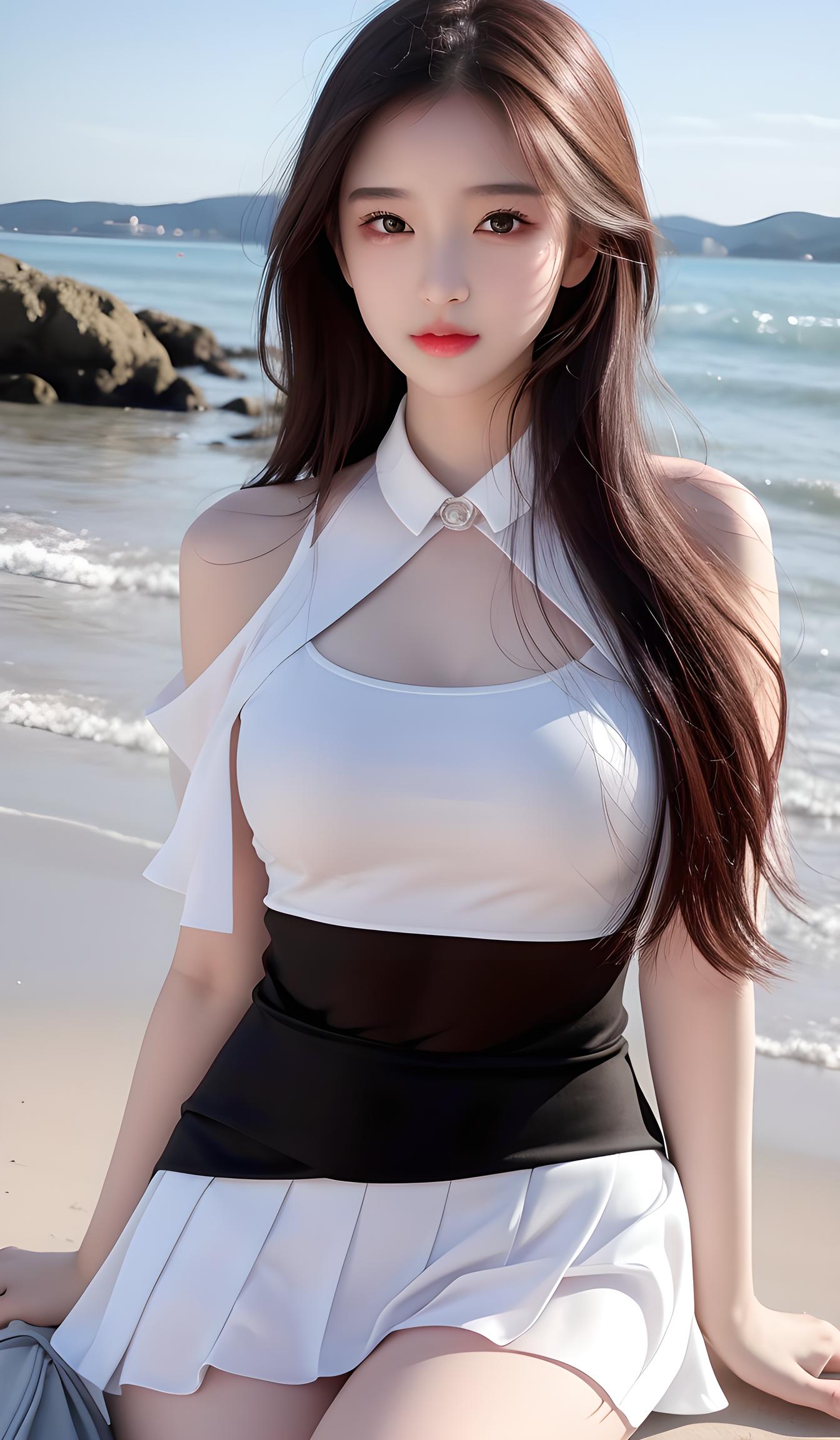 海滩，美女