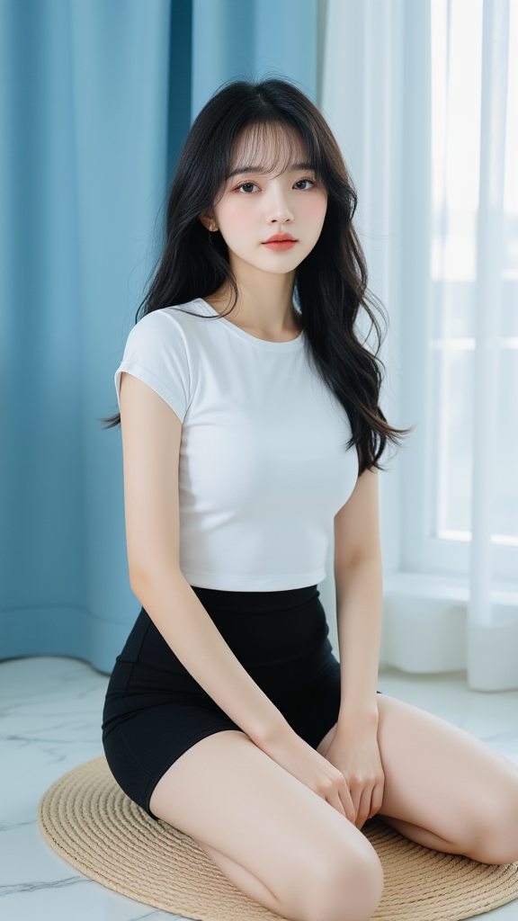 跪坐的女孩