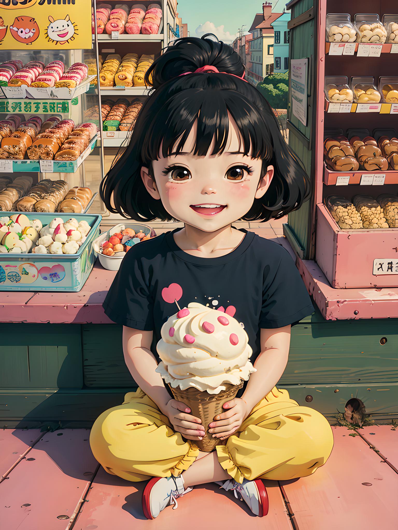 吃冰淇淋的女孩