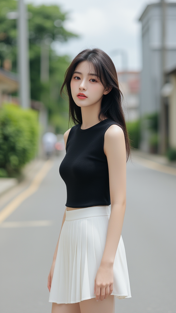 百褶裙女孩