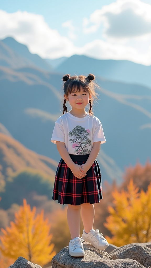 山顶上的小女孩