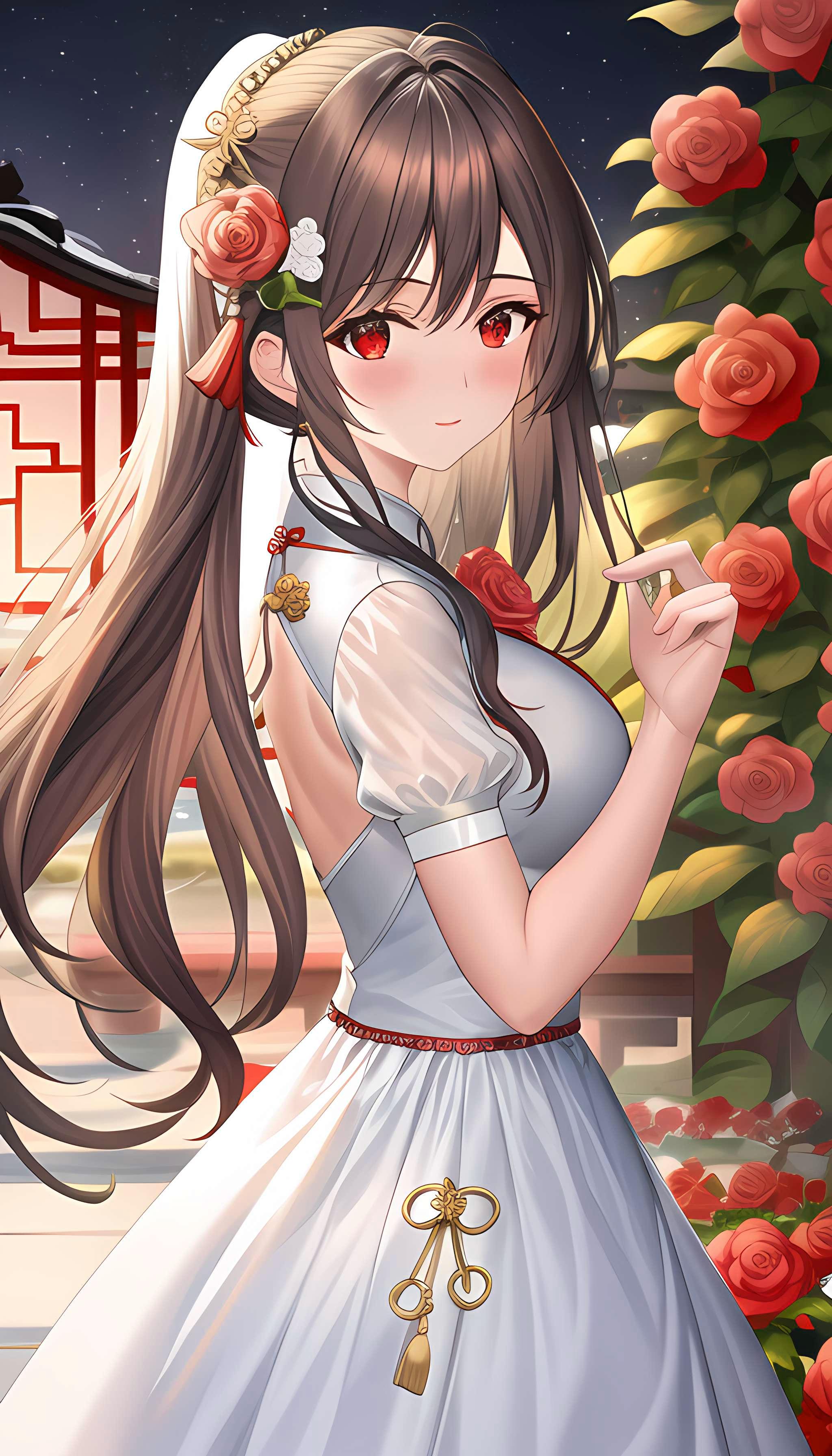 女孩与鲜花