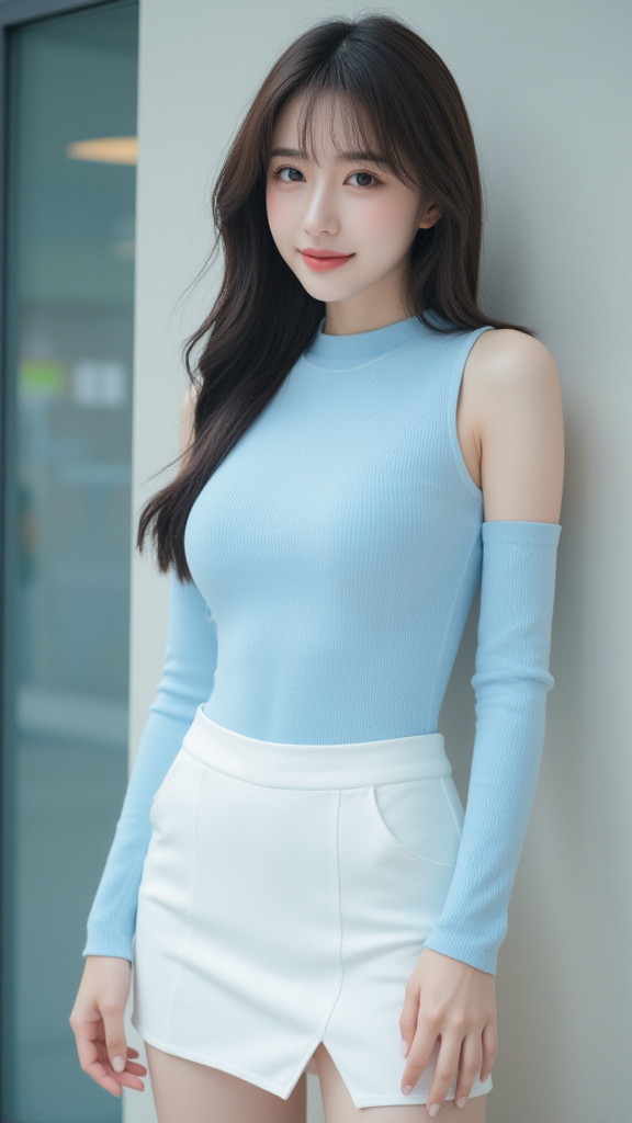 白色短裙女孩