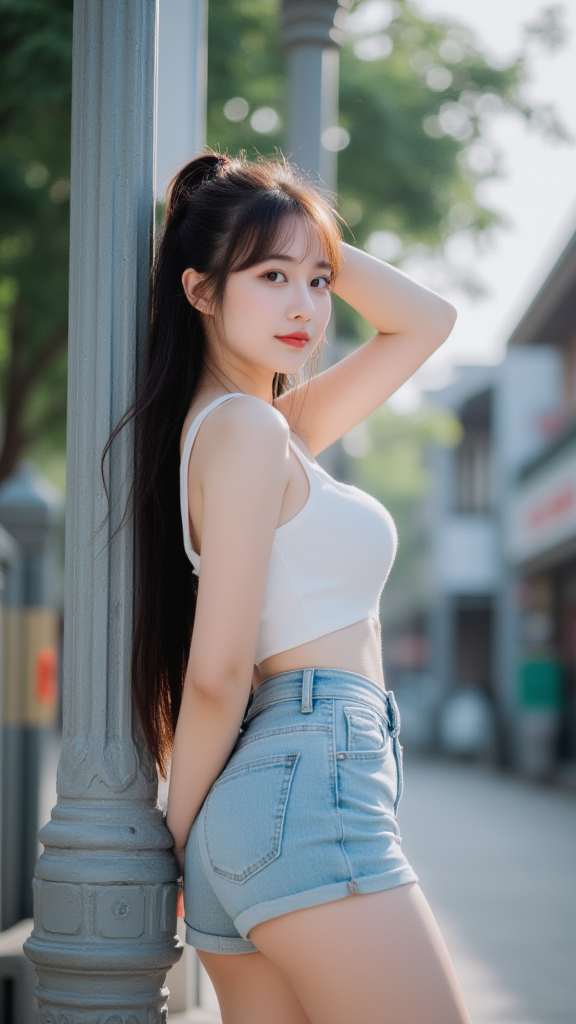 牛仔短裤女孩