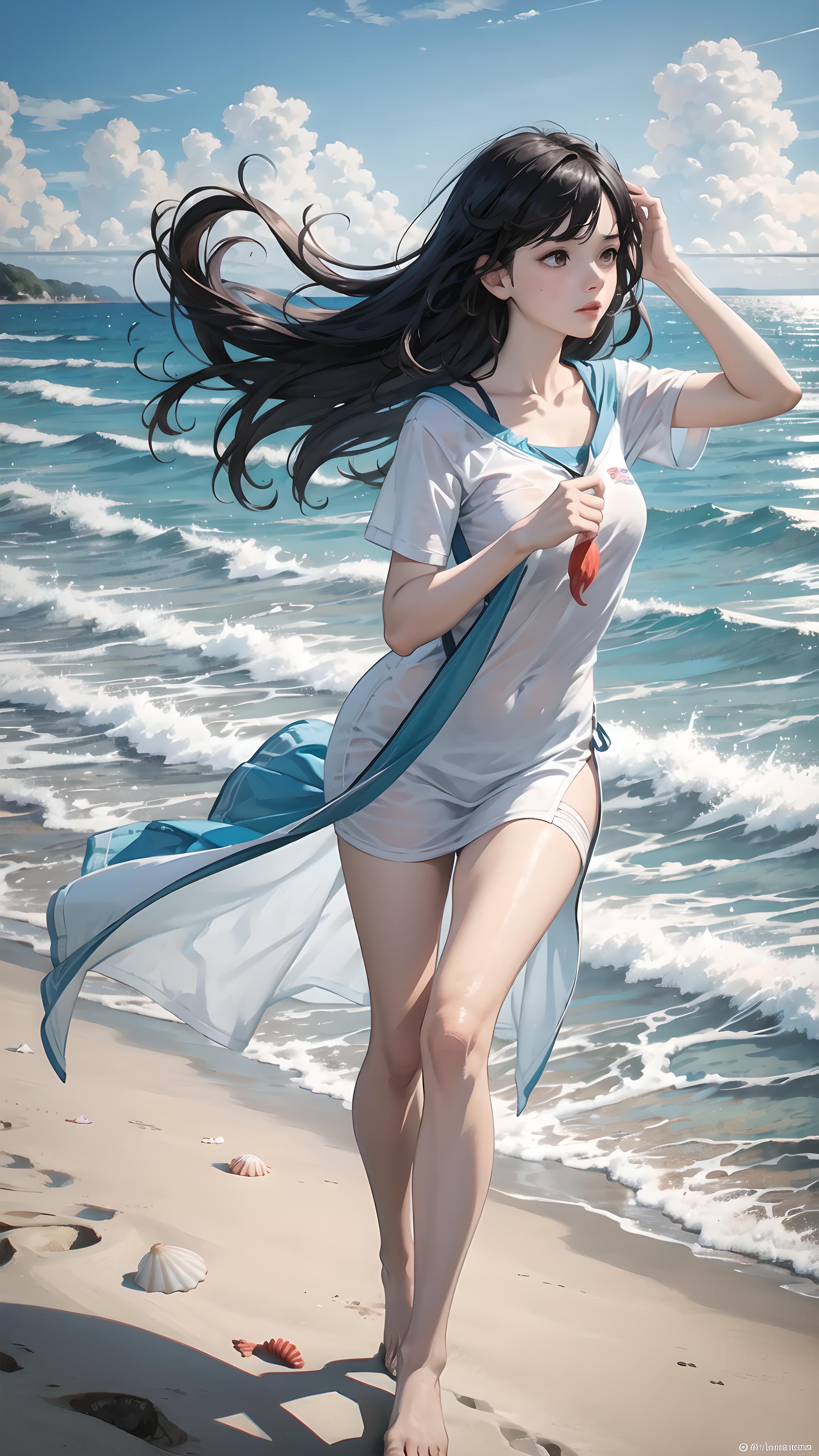 海和美女