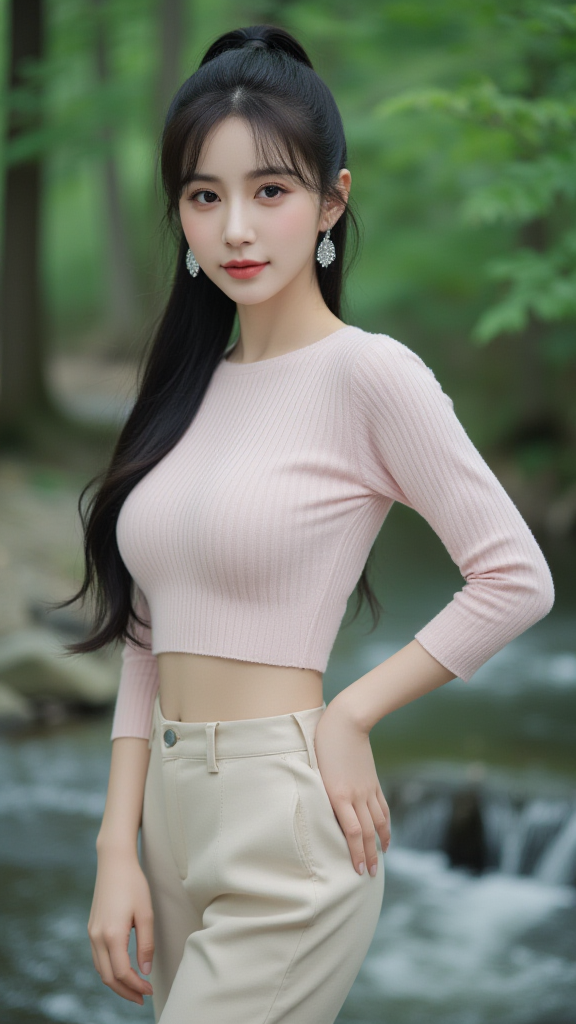 小溪边美女一枚