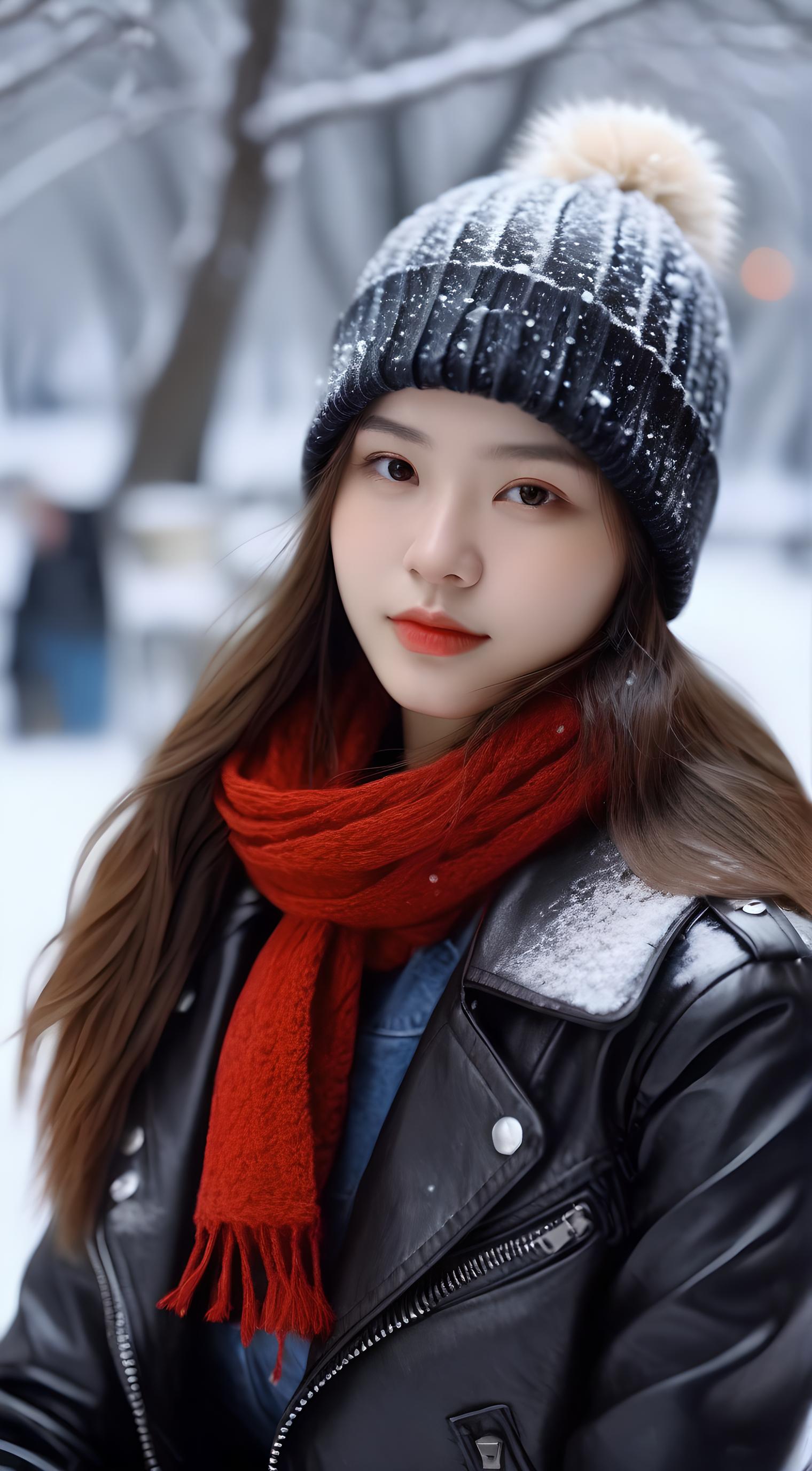 雪中清纯美女