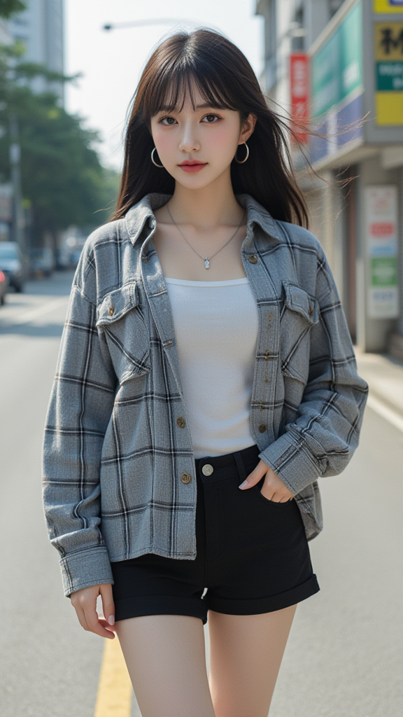 格子衫女孩