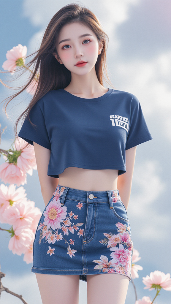 牛仔短裙女孩
