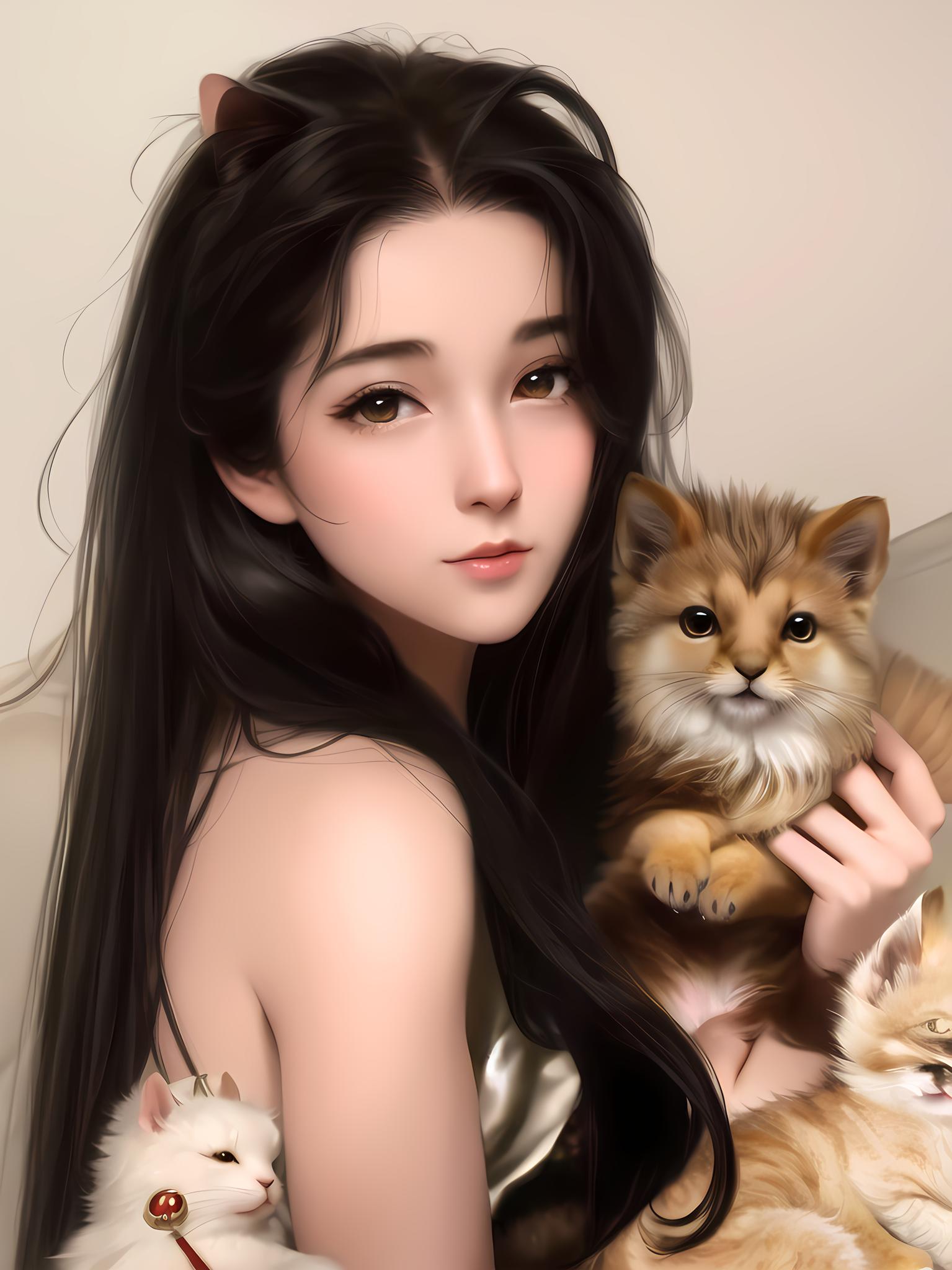 抱猫咪女头