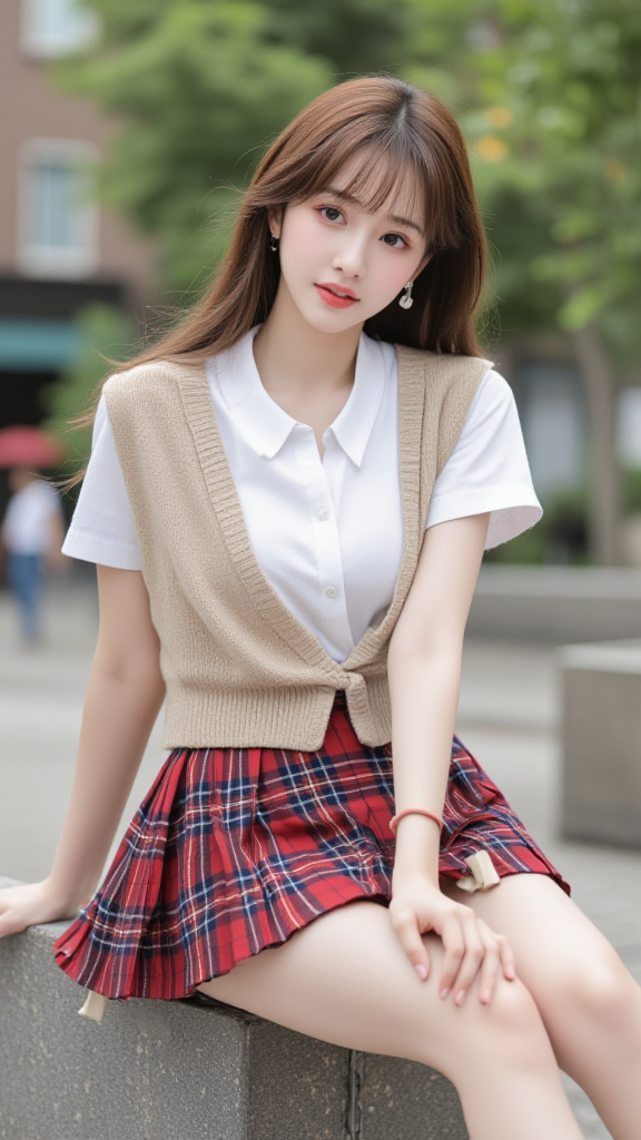 格子裙女孩
