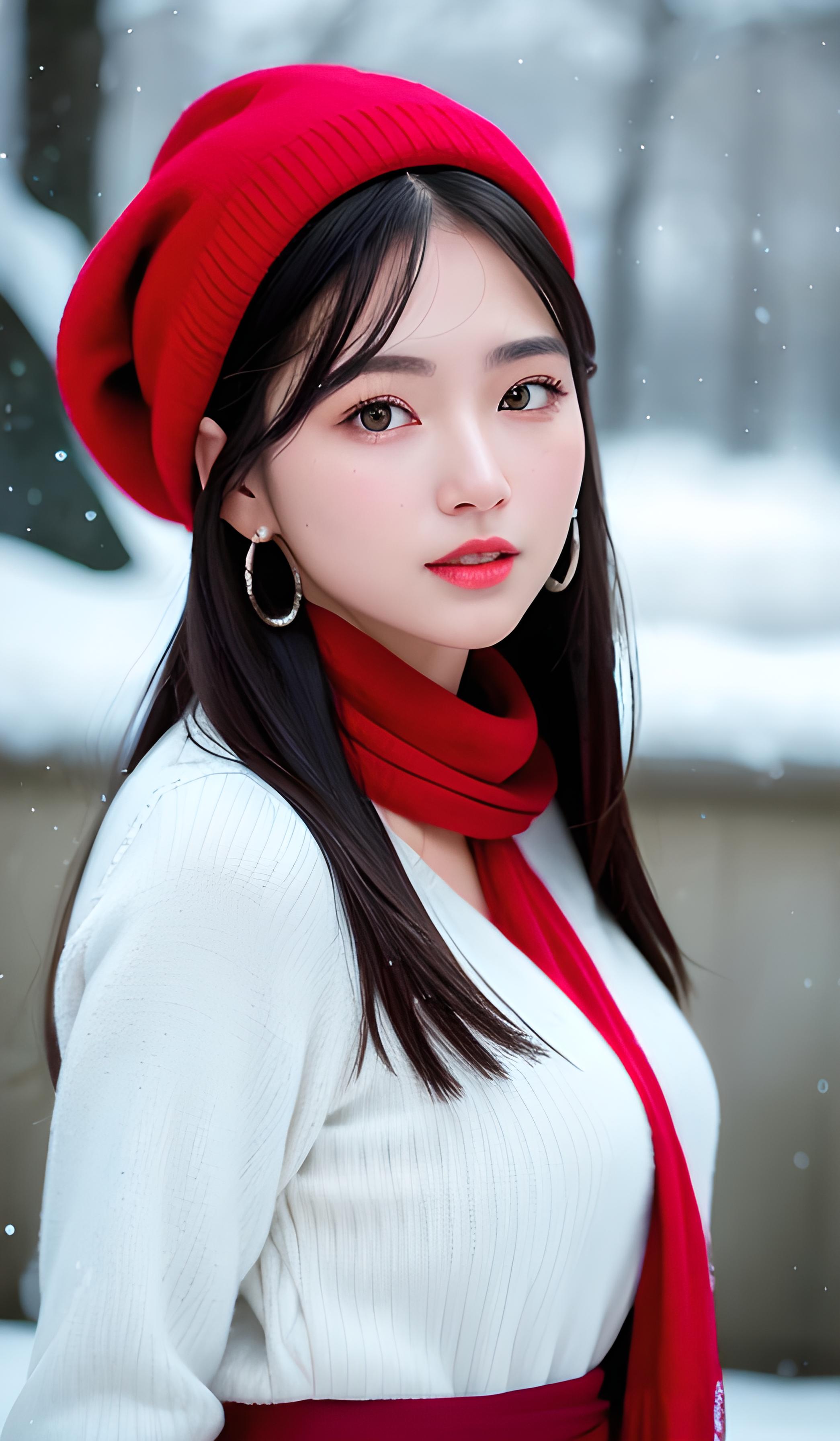 雪地里的少女