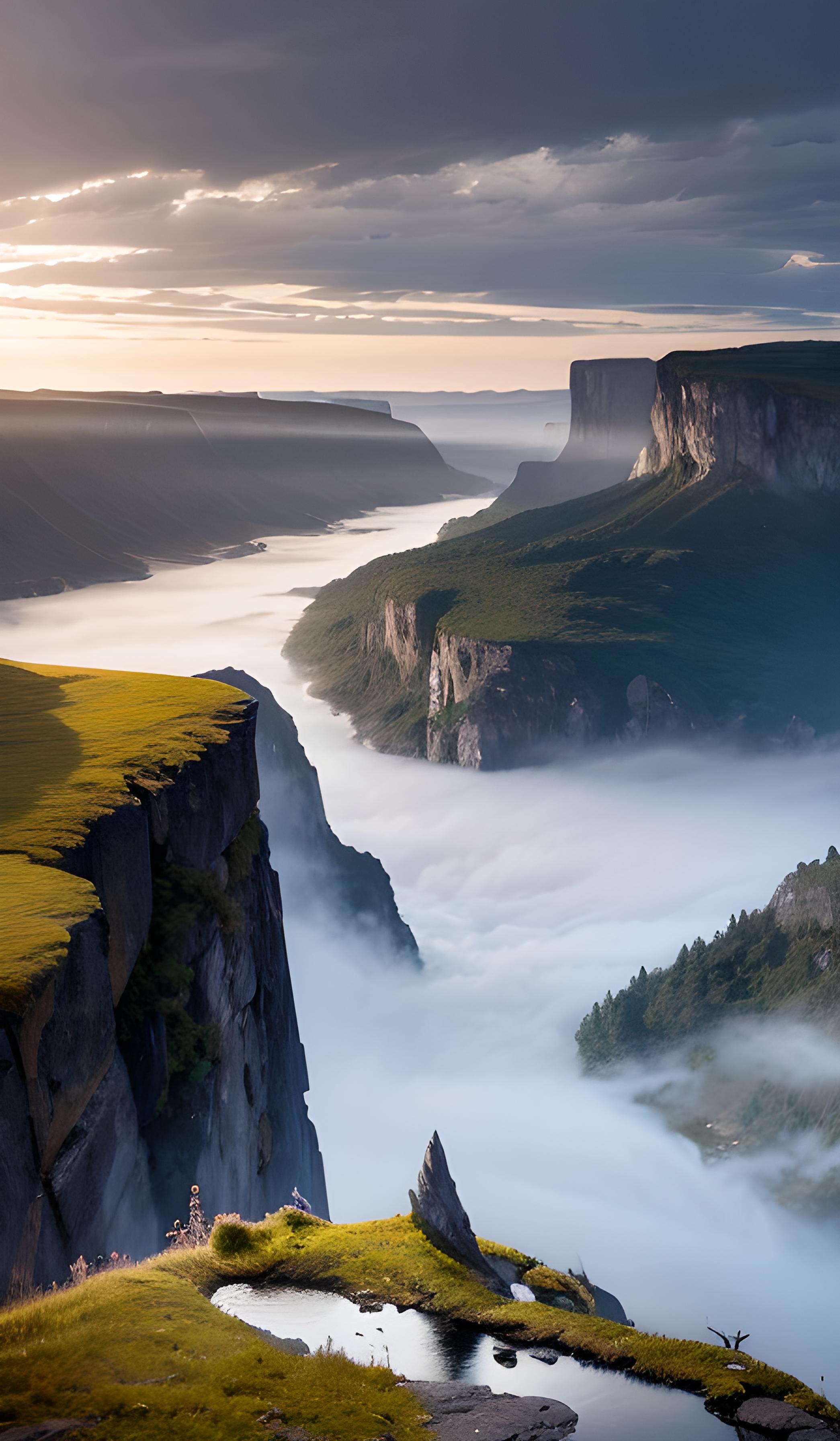 高山，云雾