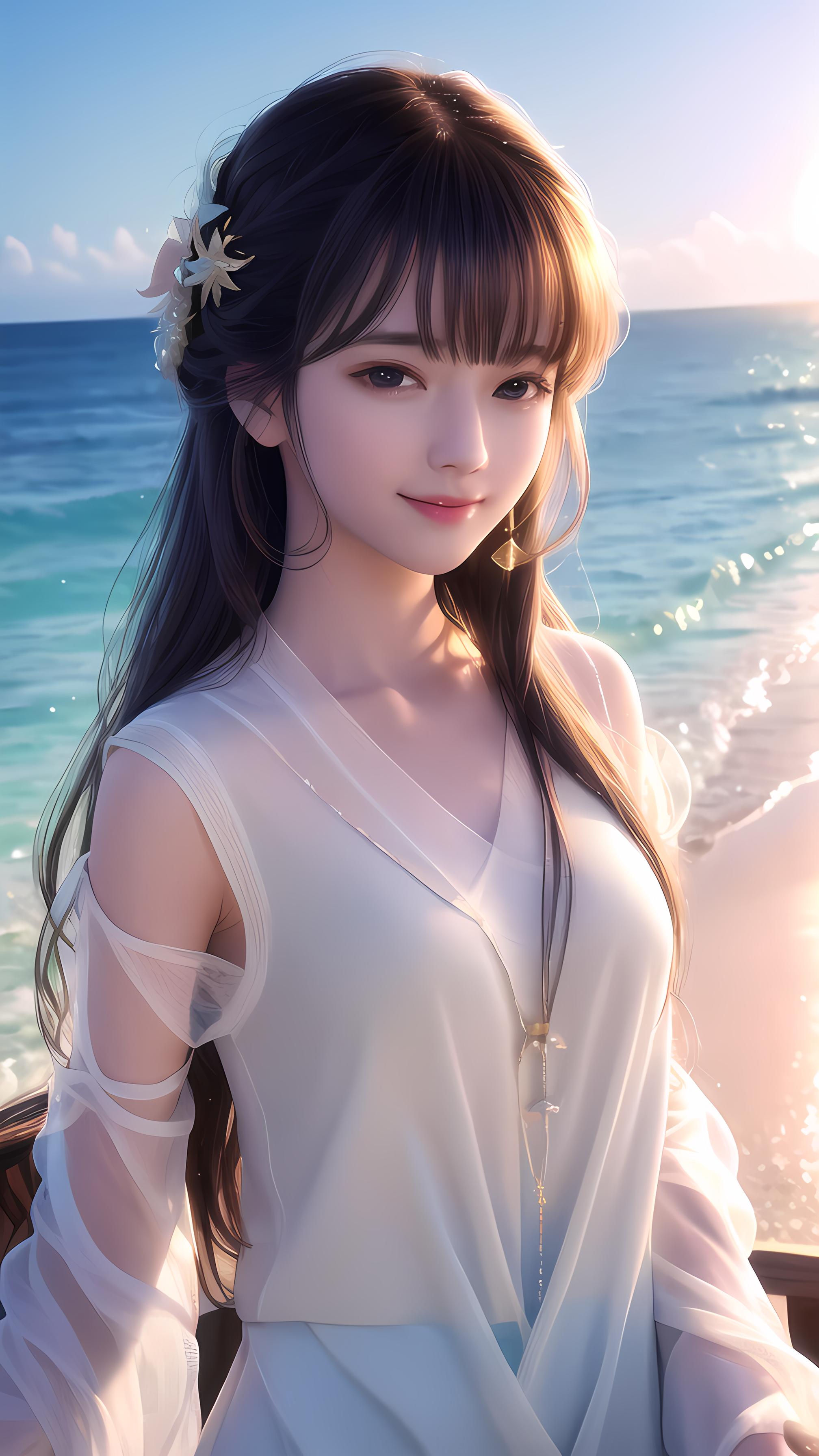 海边 沙滩 美女