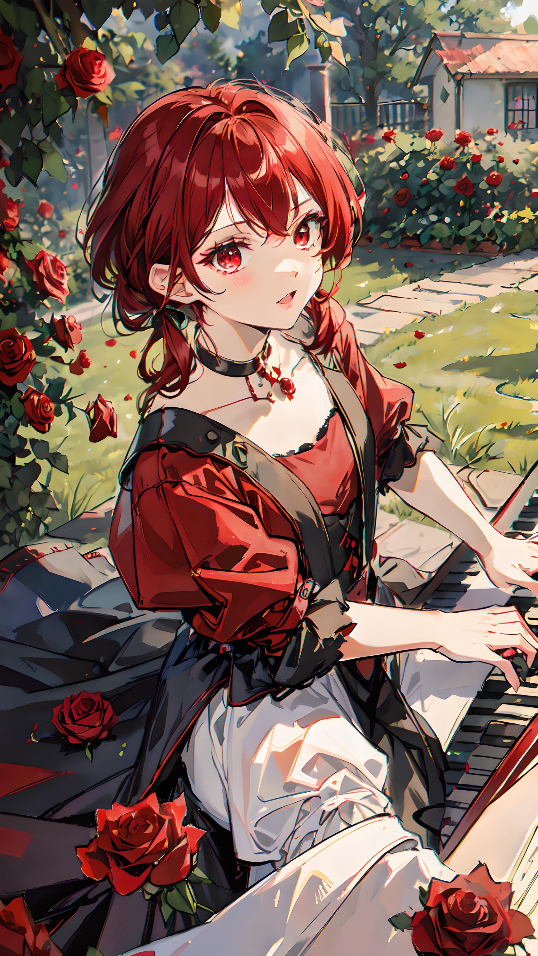 红玫瑰园里的女孩