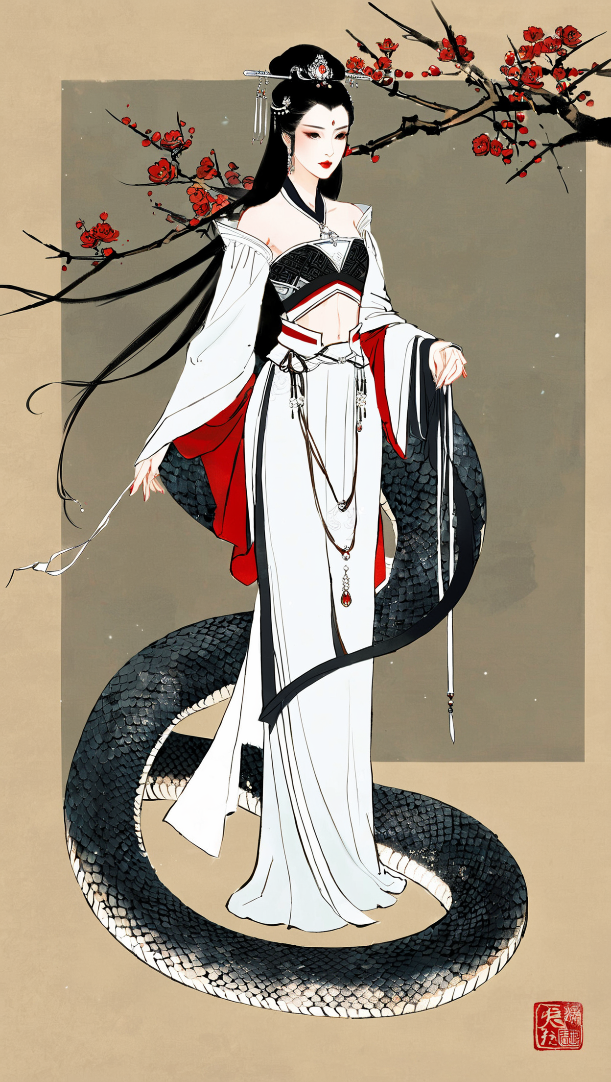 古风，蛇与女子