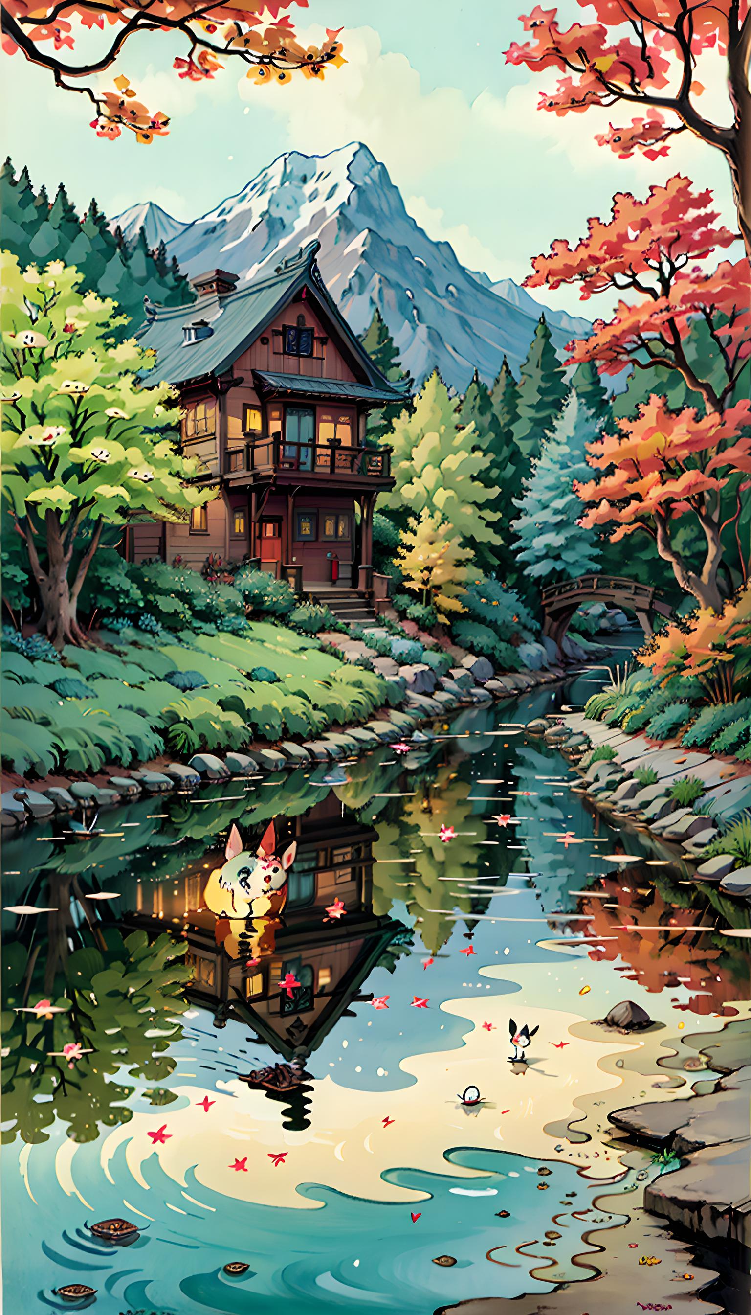 秋日森林小屋