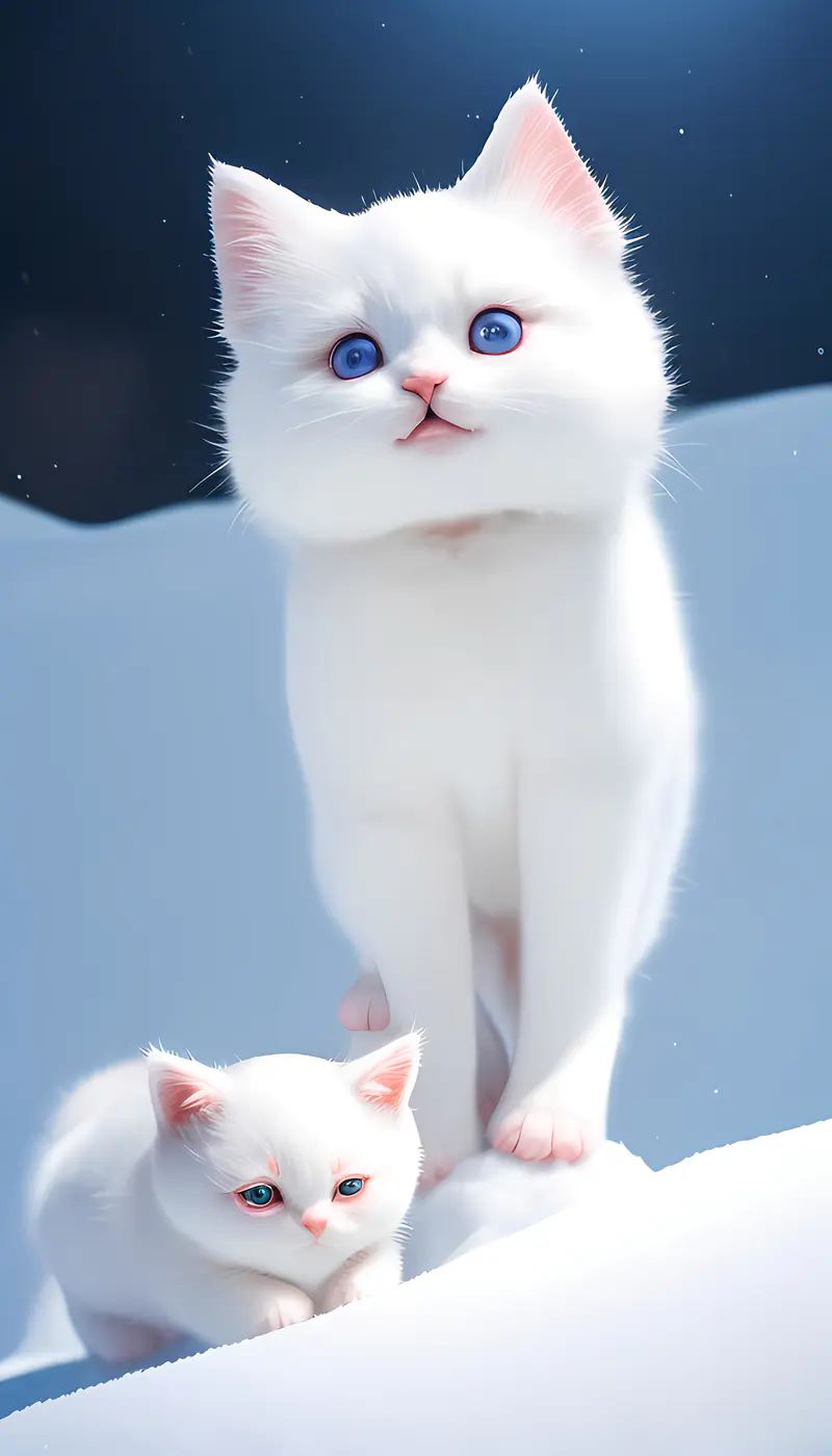 雪地白猫