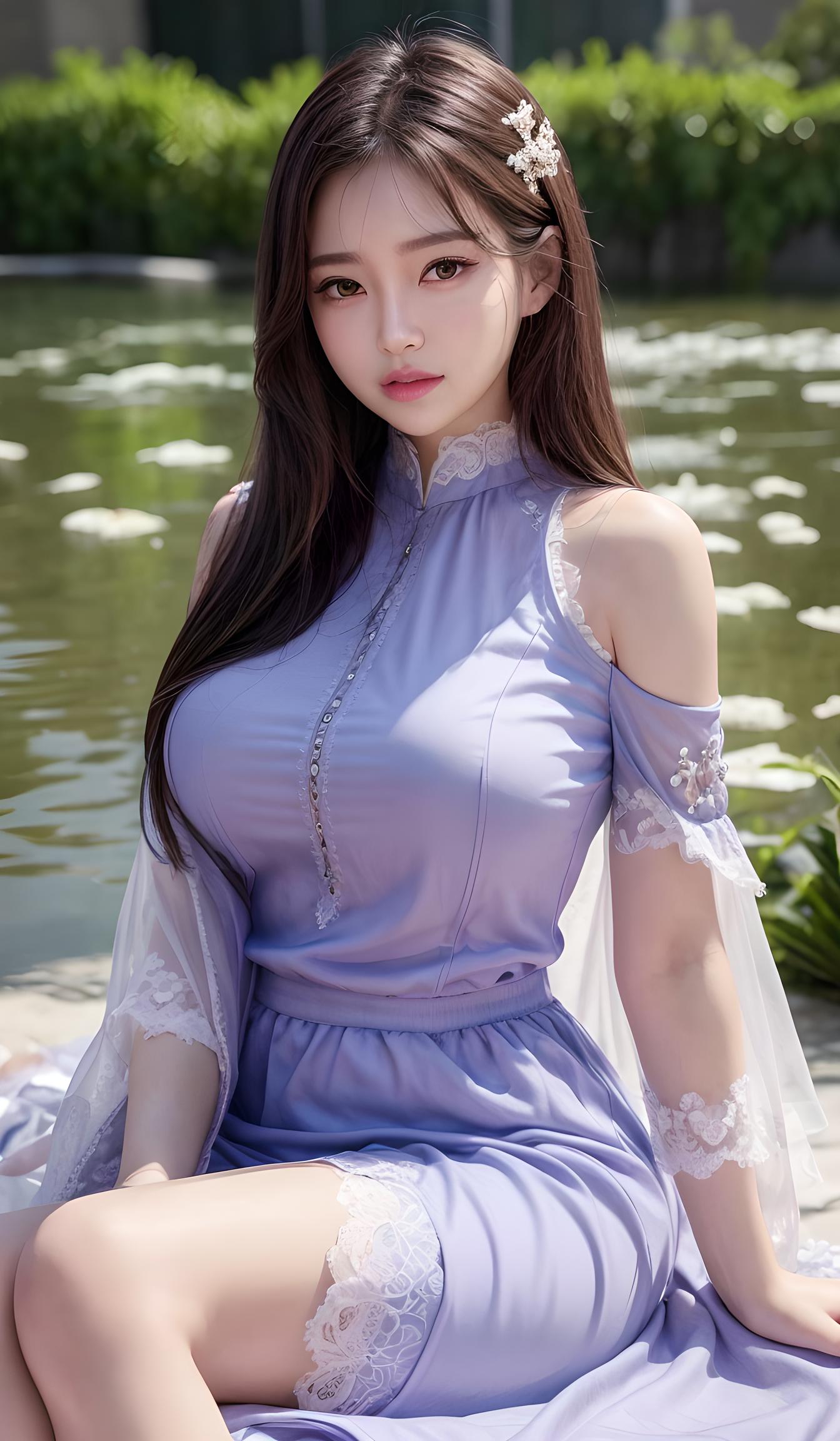 池边美女