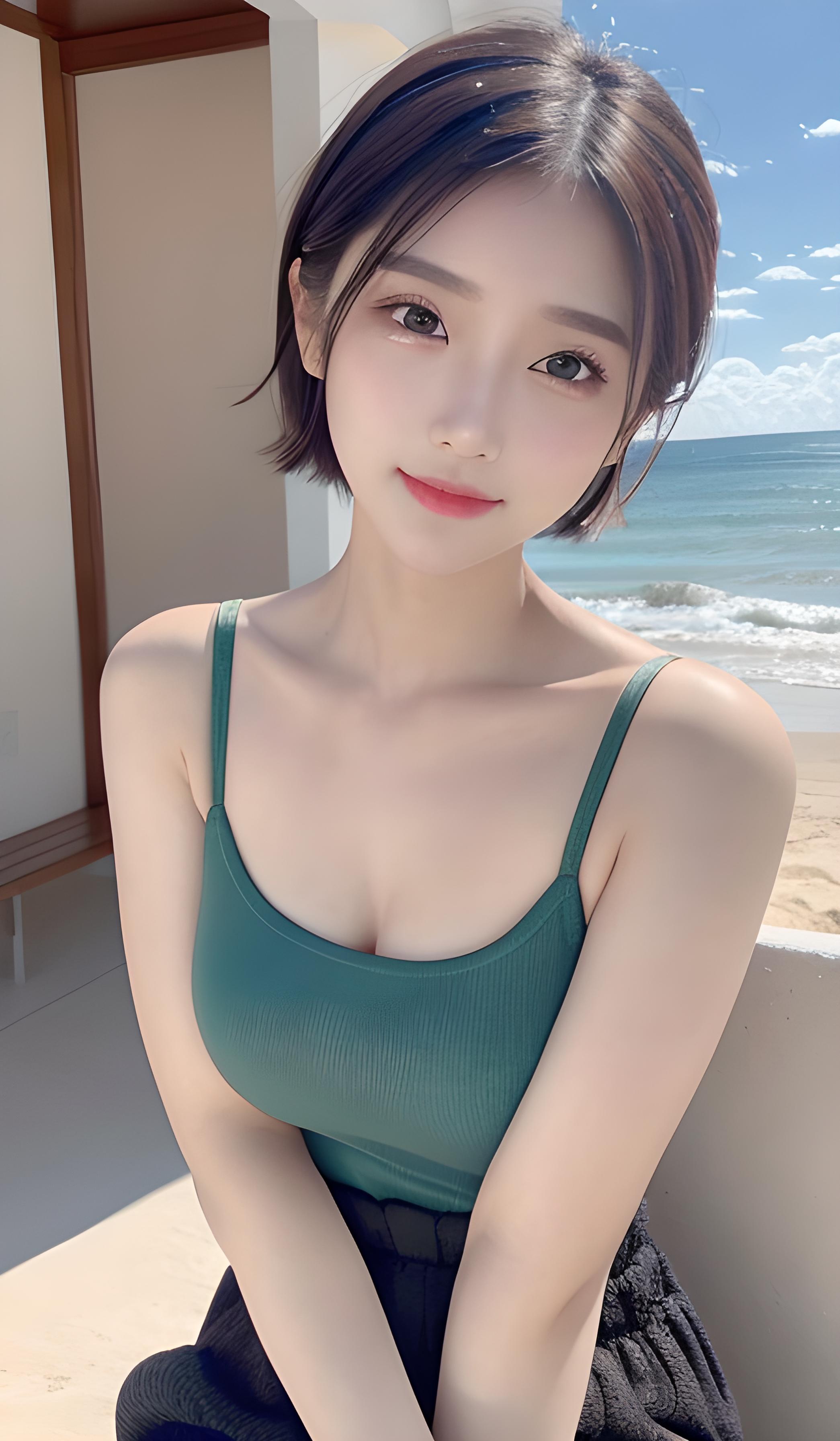 短发美女