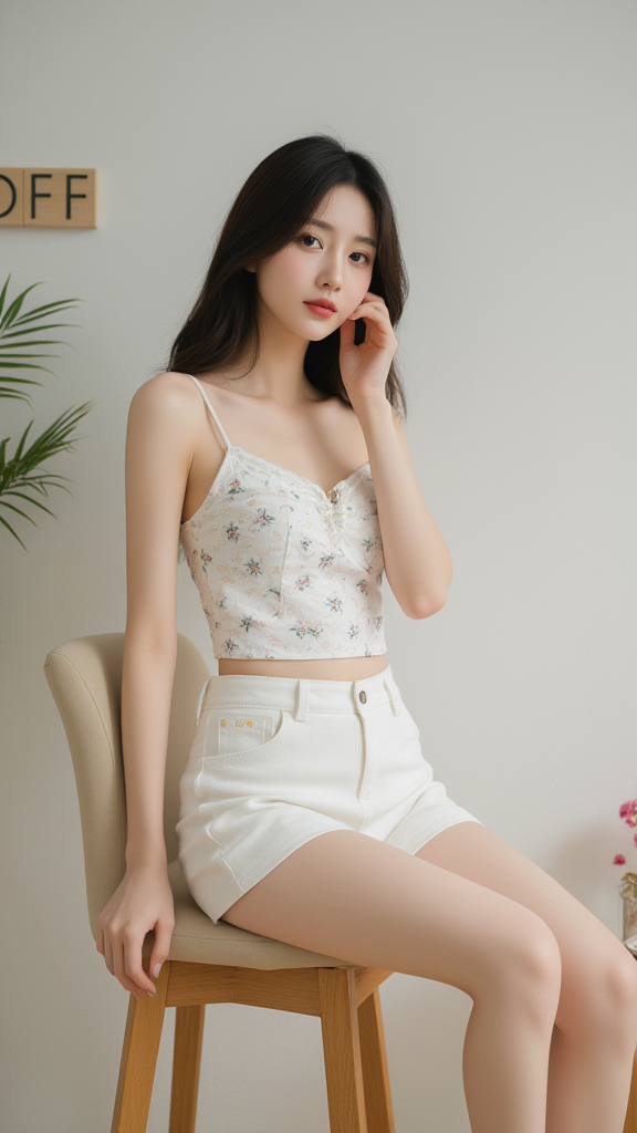 白色短裤女孩