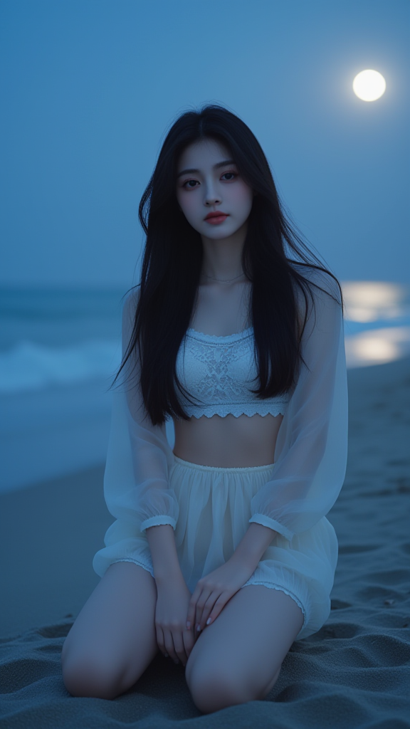 夜色下的美女