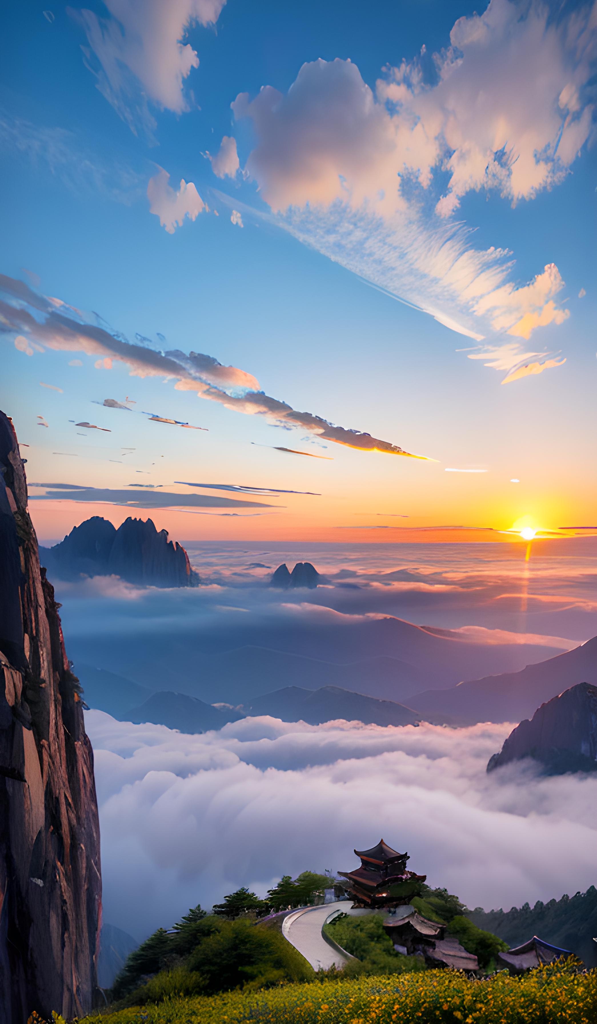 美景，高山云海