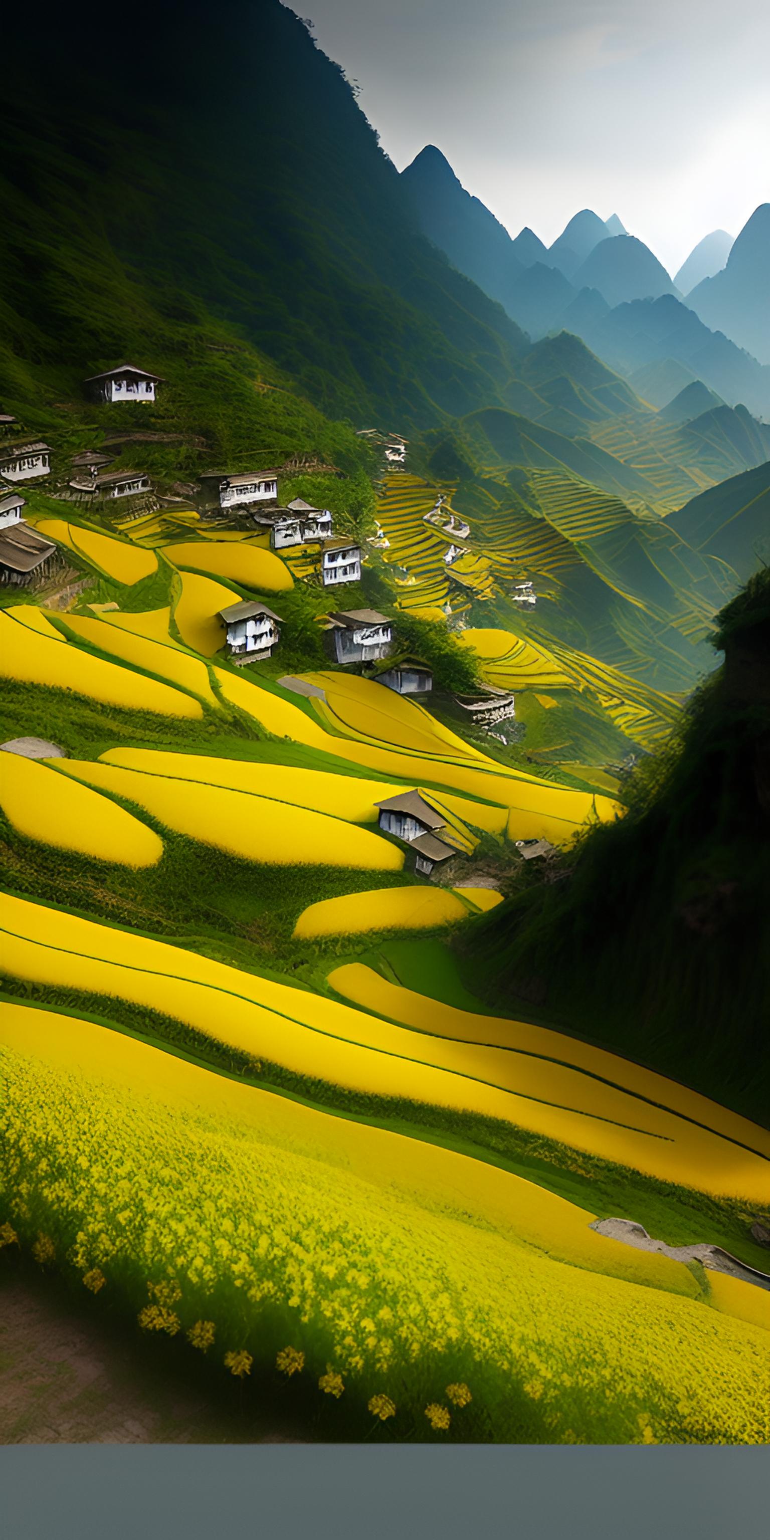 油菜花梯田风景