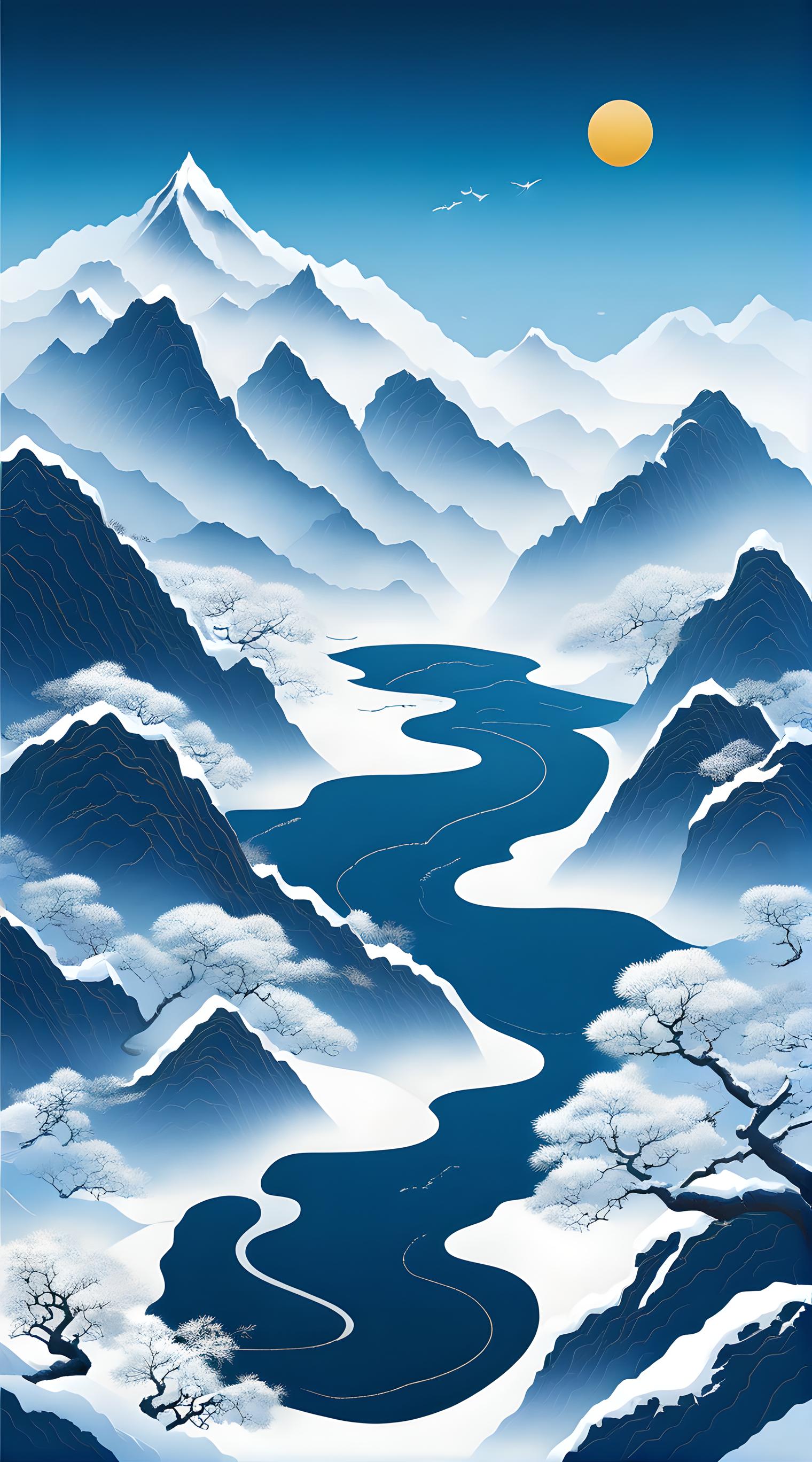 雪景-千里江山