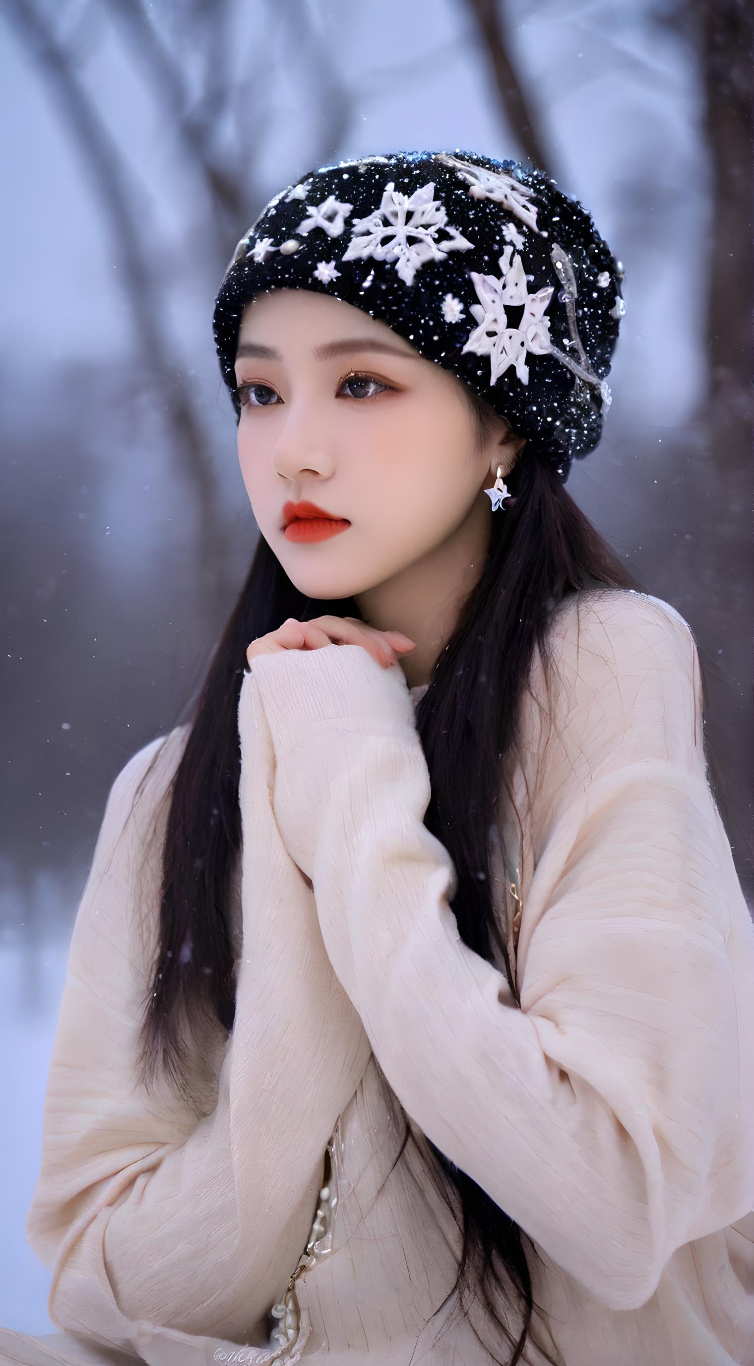 初雪美女