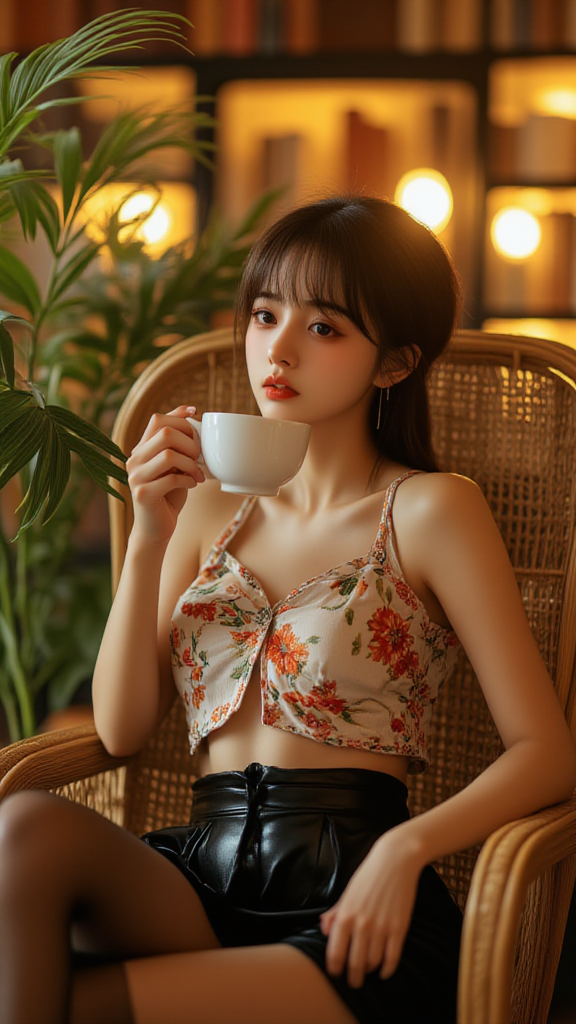 黑色皮裙女孩
