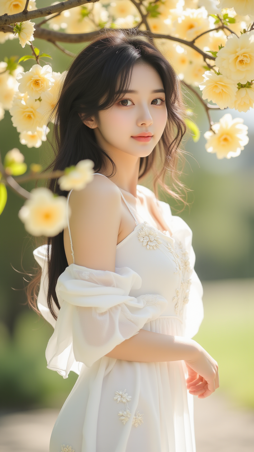花树下女孩