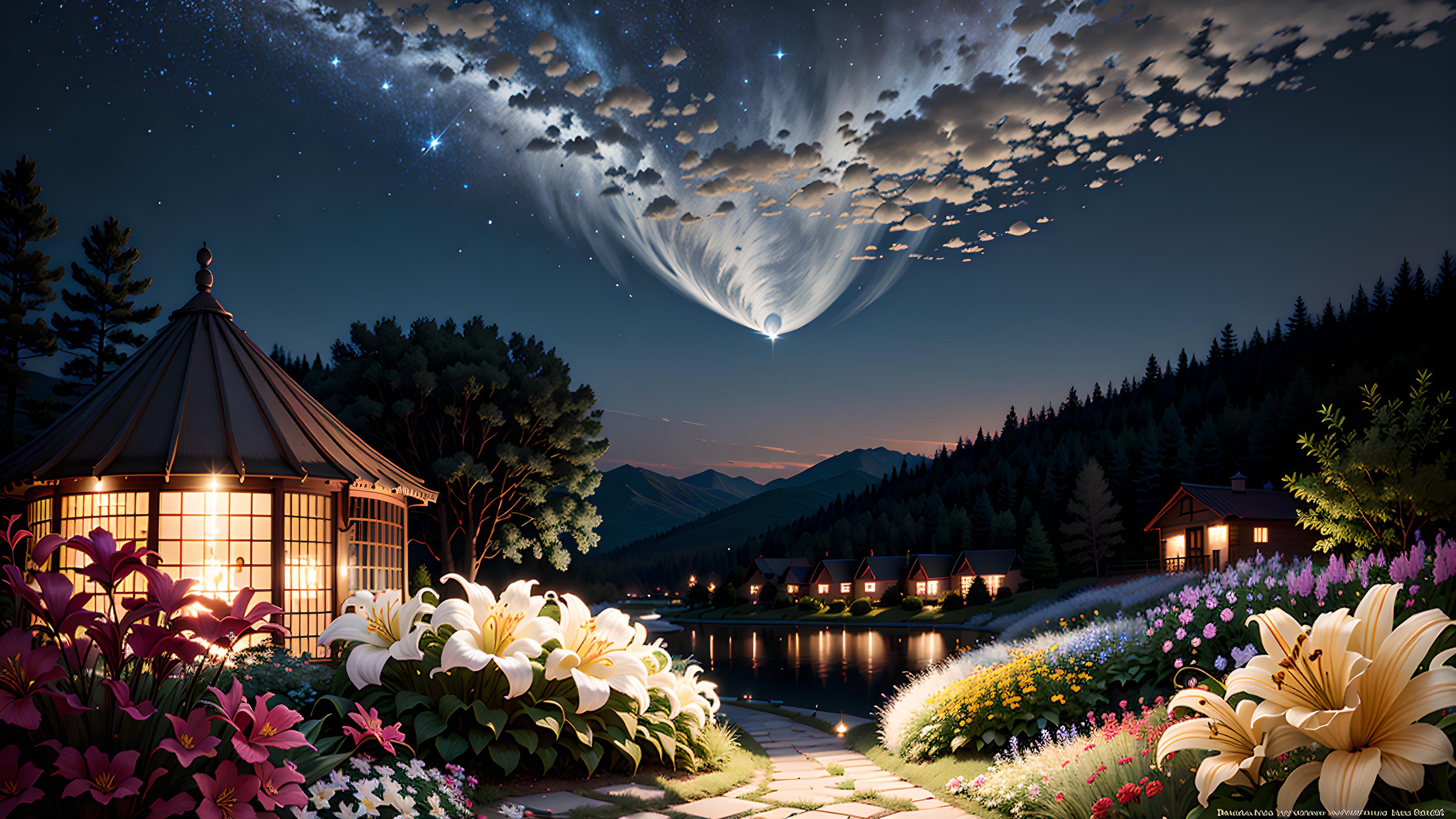 梦幻花园夜景