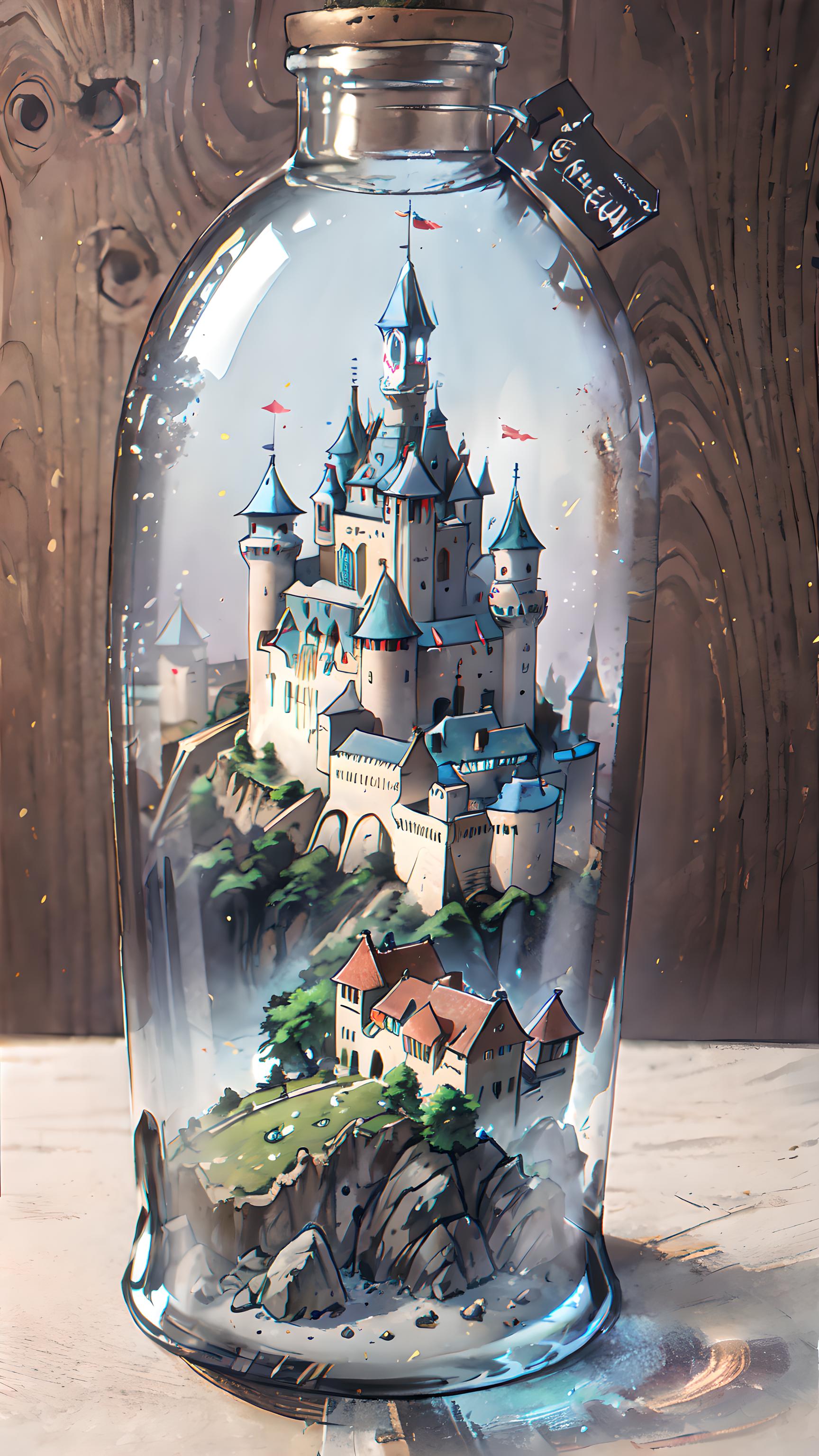 瓶装微型城堡